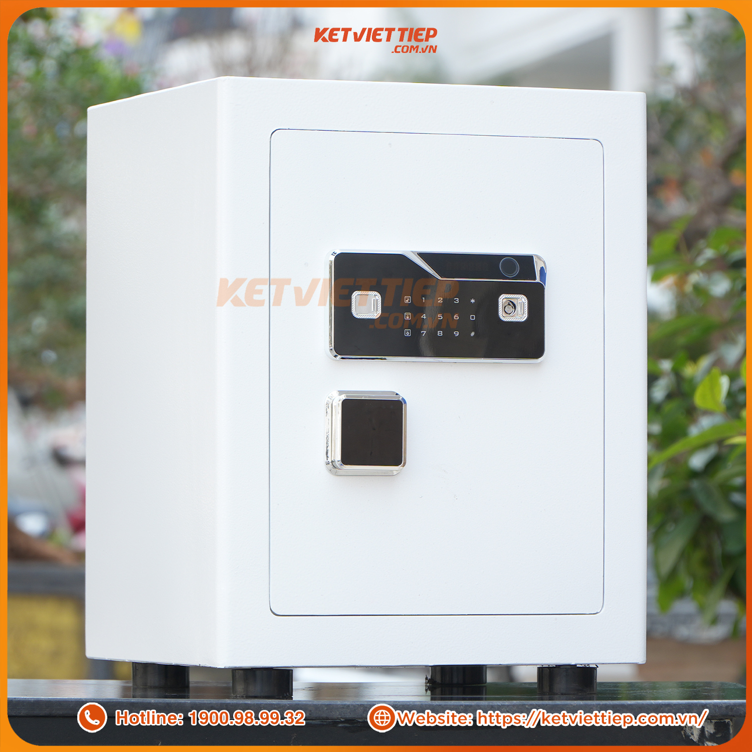 Két Sắt Việt Tiệp KVTSC70 Màu Trắng Khóa Vân Tay Điện Tử, Kết Nối Điện Thoại