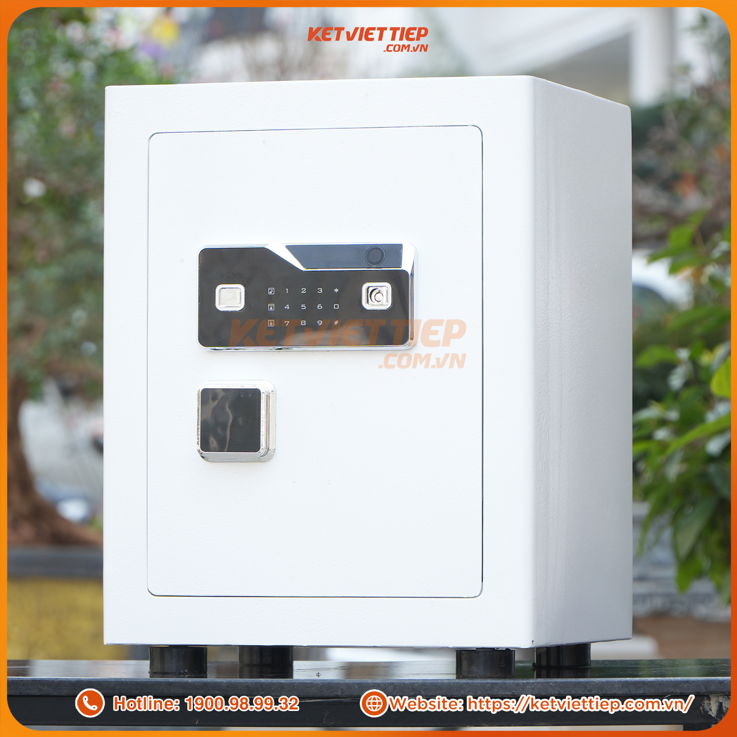 Két Sắt Việt Tiệp KVTSC70 Màu Trắng Khóa Vân Tay Điện Tử, Kết Nối Điện Thoại