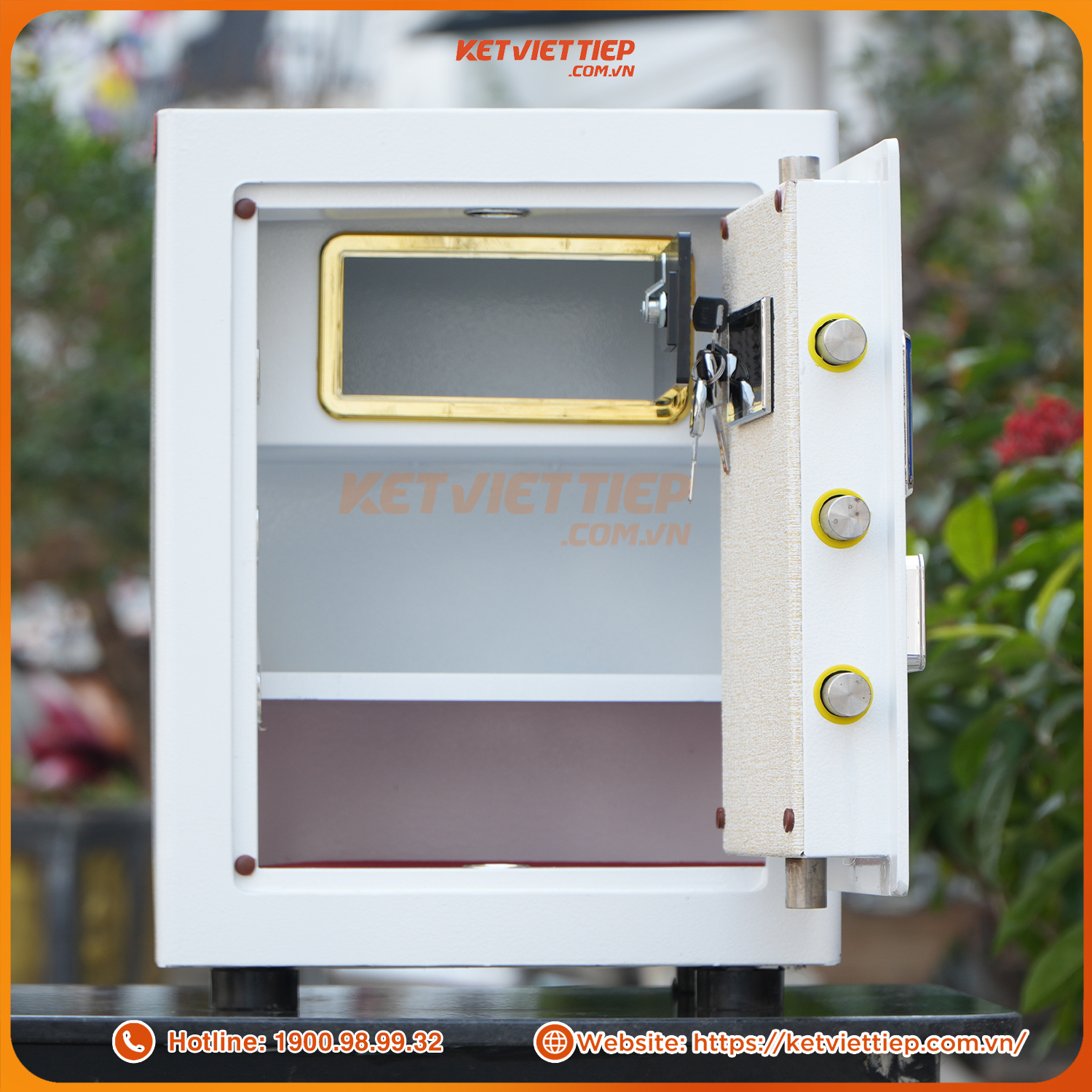 Két Sắt Việt Tiệp KVTSC70 Màu Trắng Khóa Vân Tay Điện Tử, Kết Nối Điện Thoại