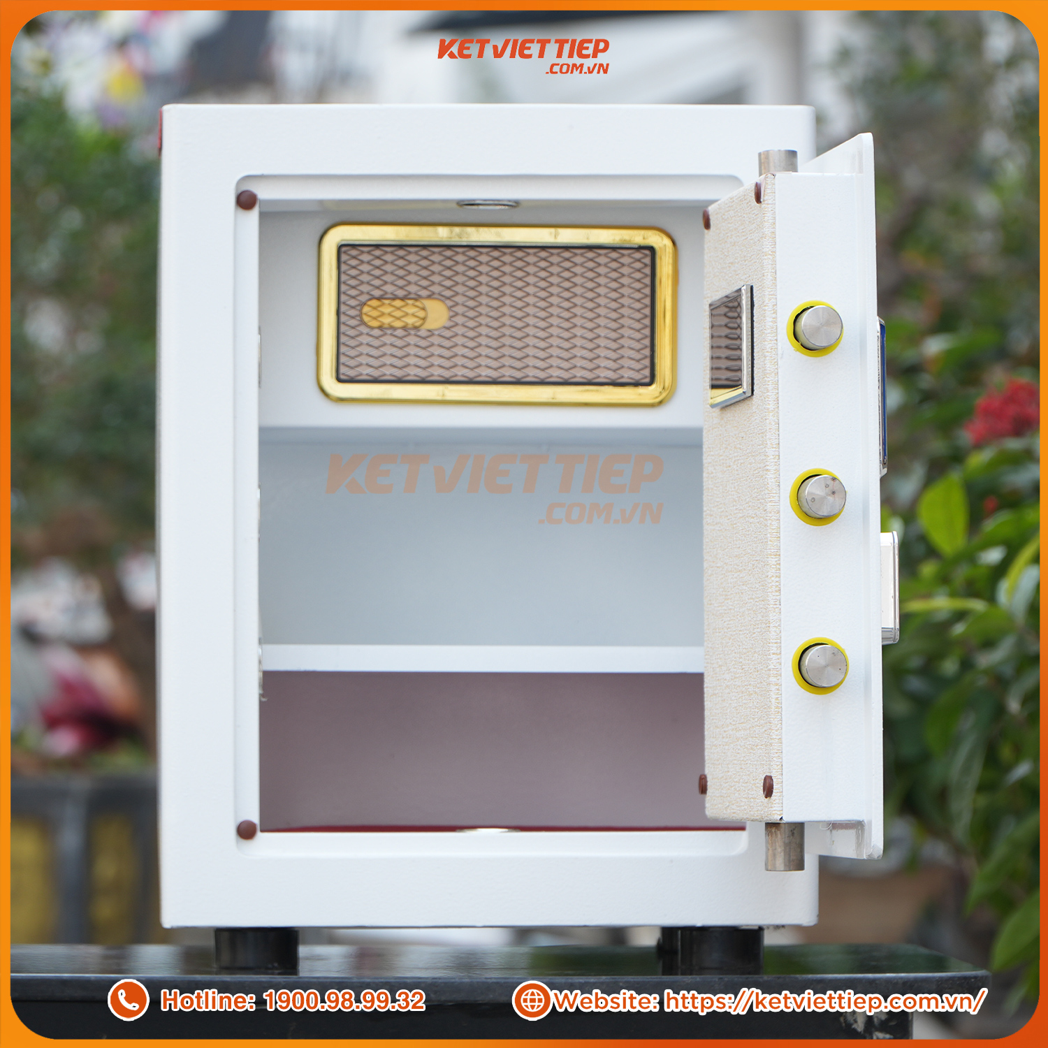 Két Sắt Việt Tiệp KVTSC70 Màu Trắng Khóa Vân Tay Điện Tử, Kết Nối Điện Thoại