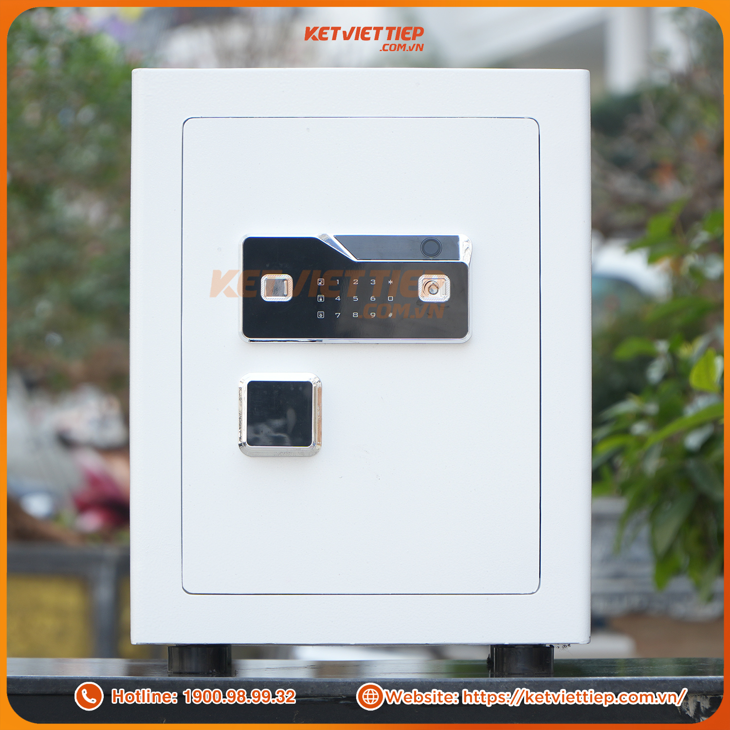Két Sắt Việt Tiệp KVTSC70 Màu Trắng Khóa Vân Tay Điện Tử, Kết Nối Điện Thoại