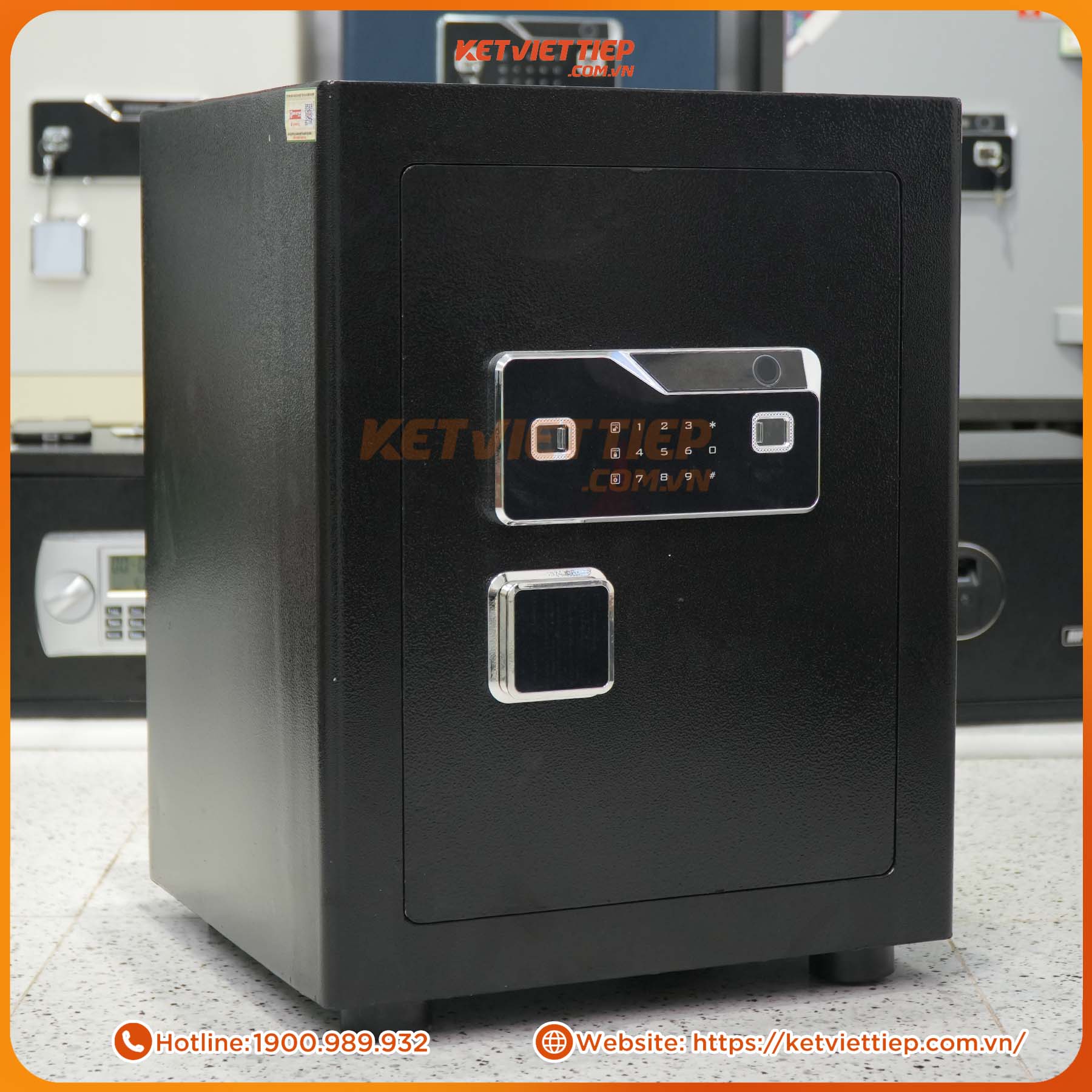 Két Sắt Việt Tiệp Vân Tay Điện tử KVTSC60 Chống cháy, Báo Động về Điện Thoại