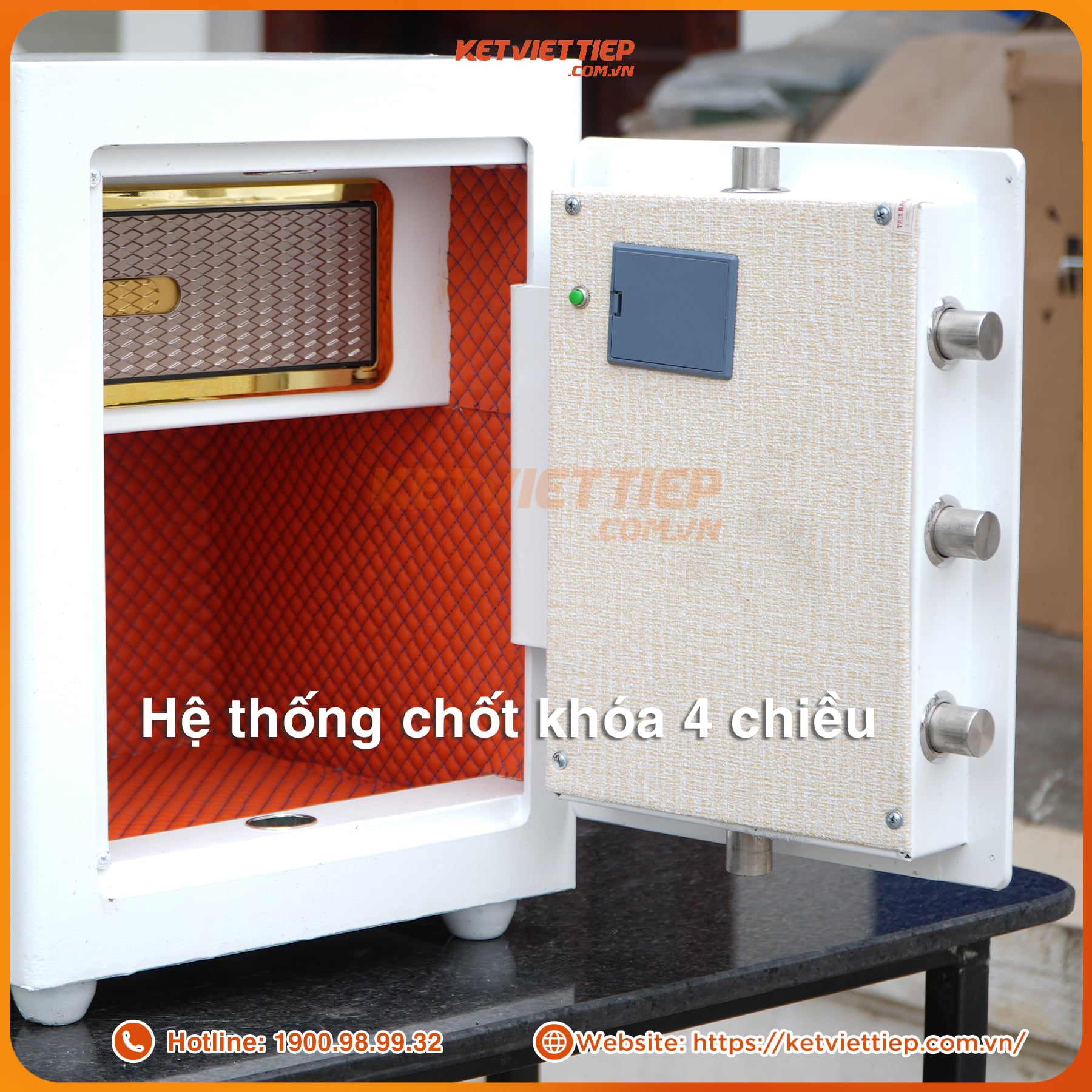 Két sắt siêu cường Việt Tiệp KVTSC166 Khóa điện tử mới màu trắng