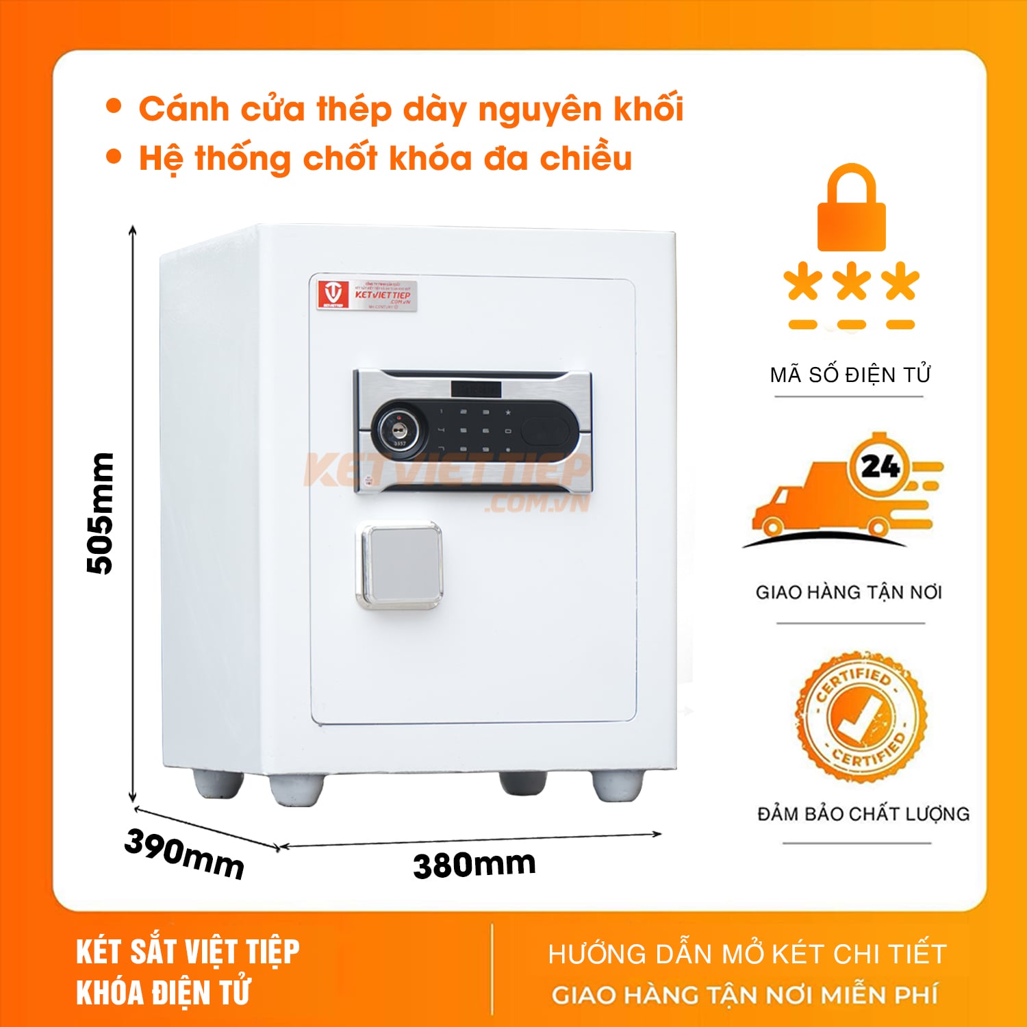 Két sắt siêu cường Việt Tiệp KVTSC166 Khóa điện tử mới màu trắng