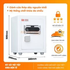 Két sắt siêu cường Việt Tiệp KVTSC166 Khóa điện tử mới màu trắng