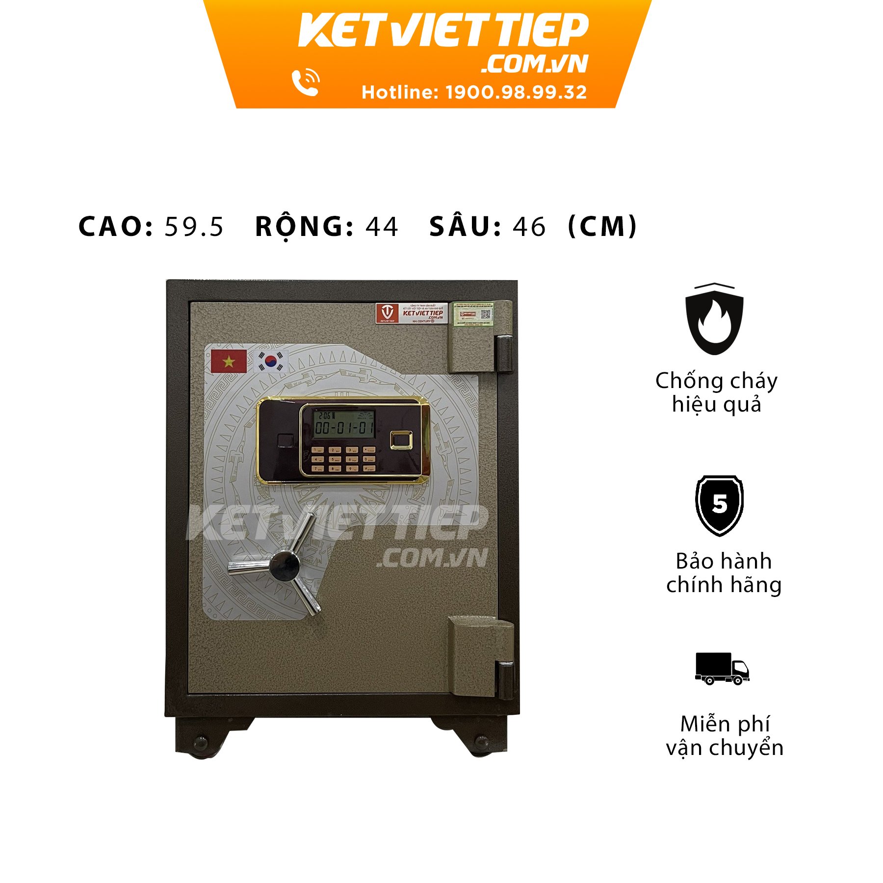 Két sắt Việt Tiệp siêu cường KVTSC45 điện tử thép đúc