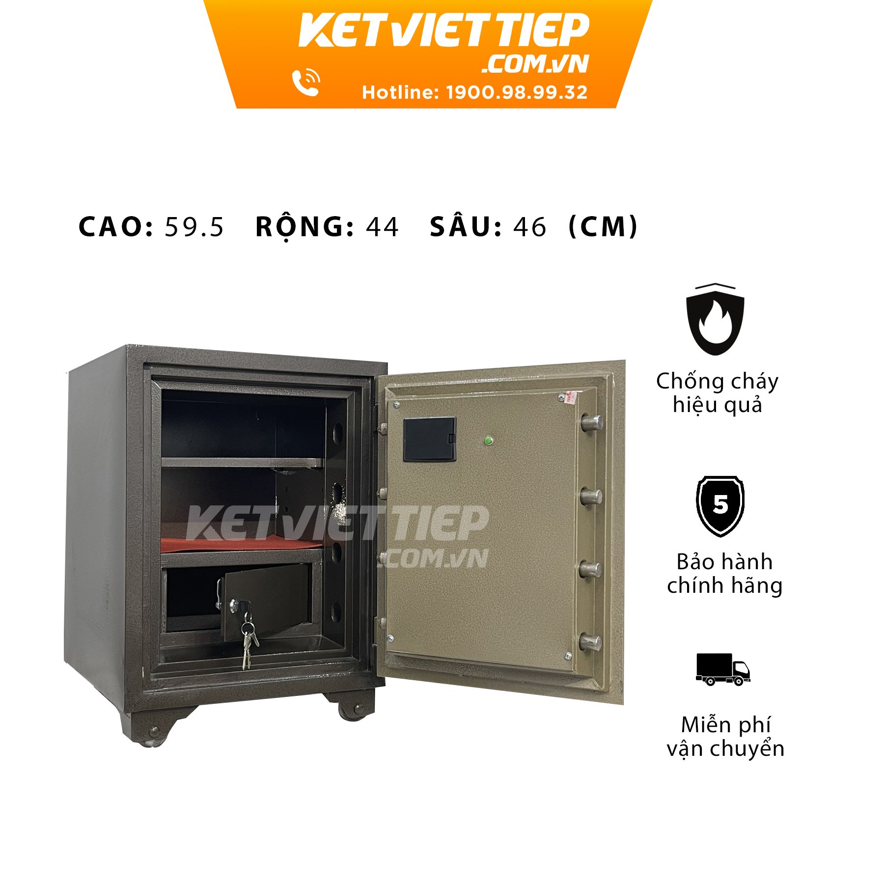 Két sắt Việt Tiệp siêu cường KVTSC45 điện tử thép đúc