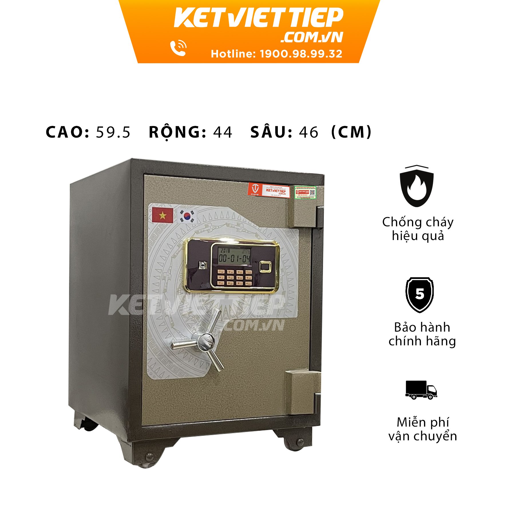 Két sắt Việt Tiệp siêu cường KVTSC45 điện tử thép đúc