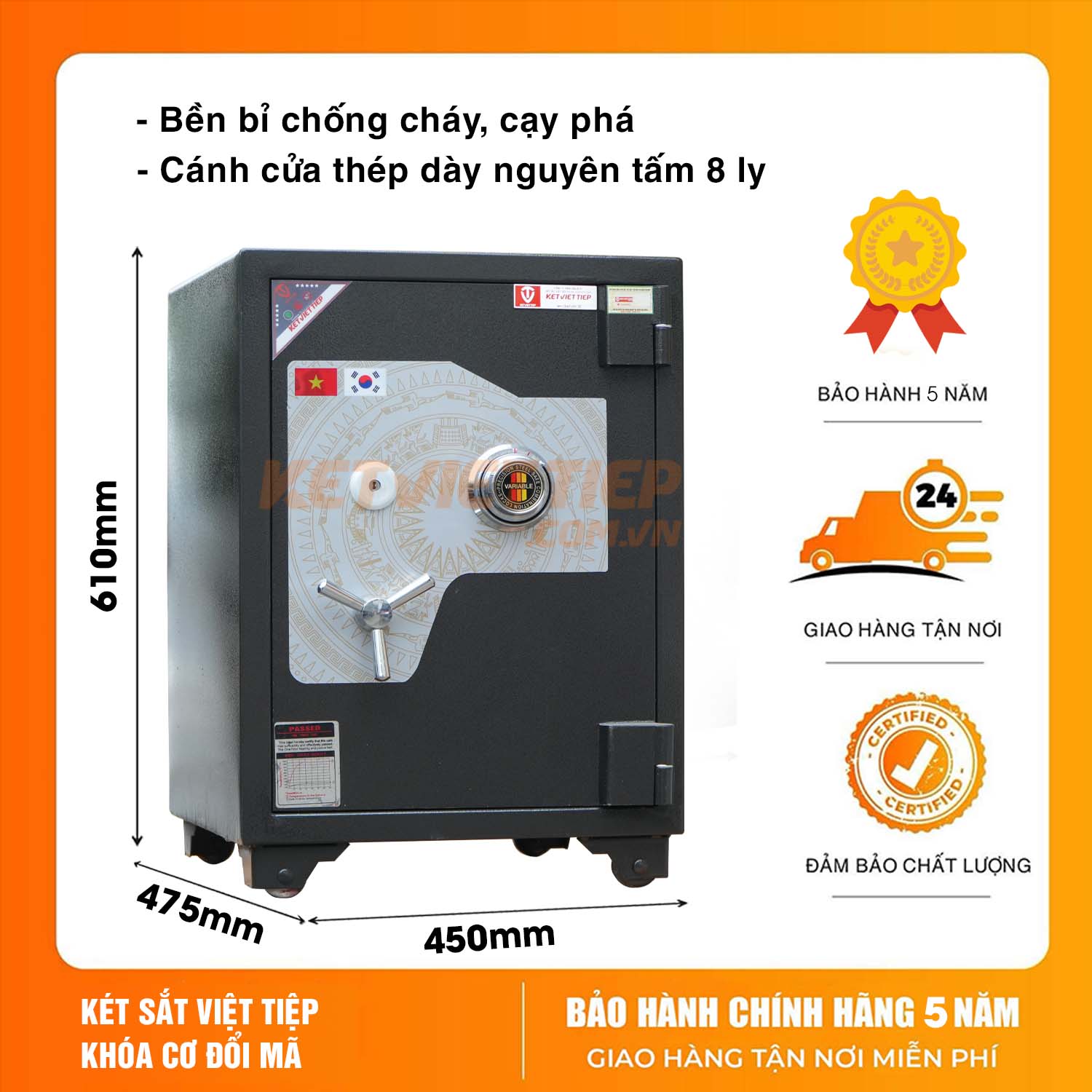 Két sắt Việt Tiệp Siêu Cường KVTSC45 khóa cơ đổi mã