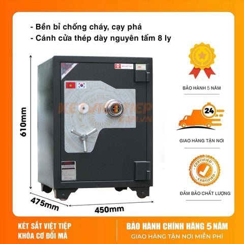 Két sắt Việt Tiệp Siêu Cường KVTSC45 khóa cơ đổi mã chống cháy chống trộm cao cấp