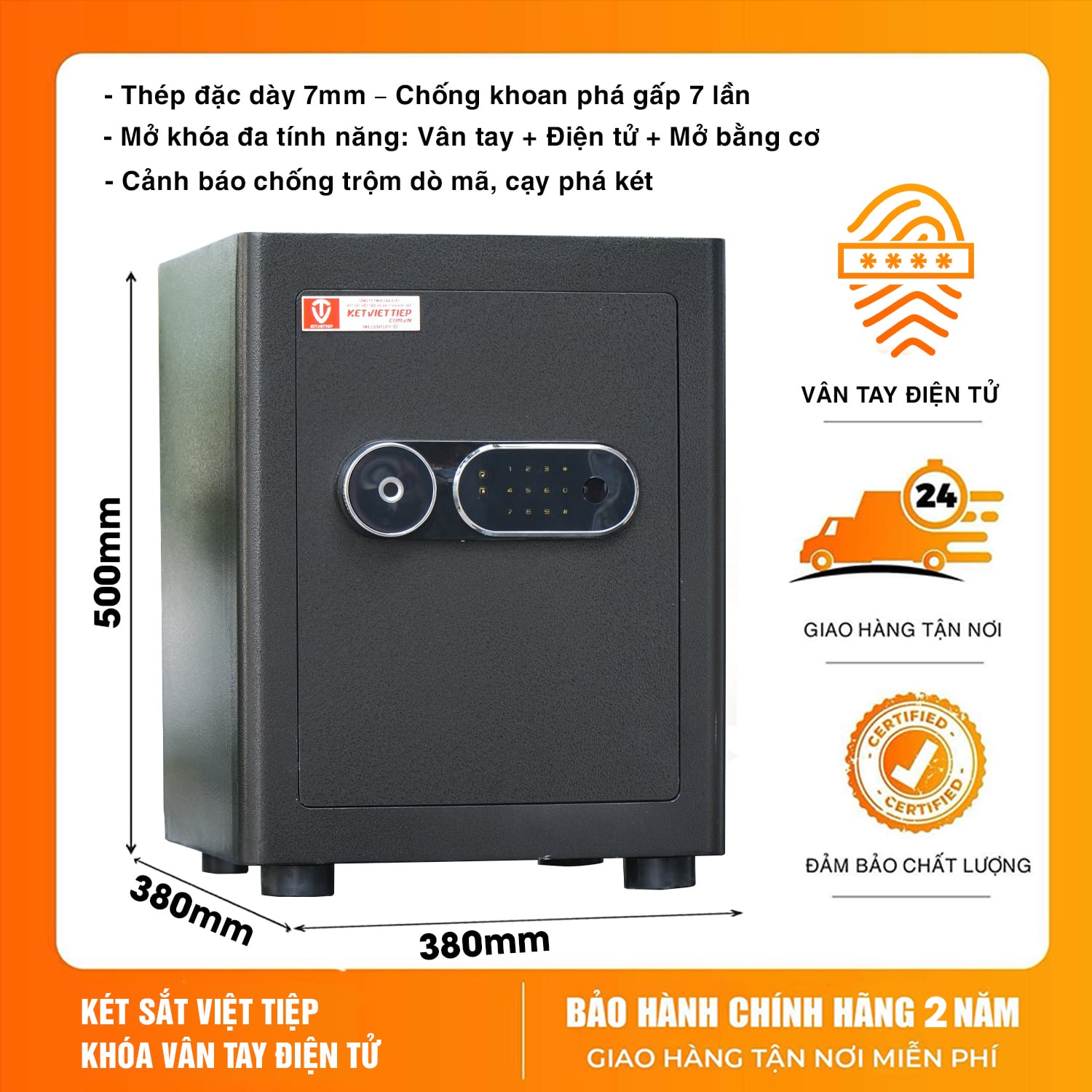 Két sắt siêu cường Việt Tiệp KSC55VTDT Khóa Vân Tay Điện Tử