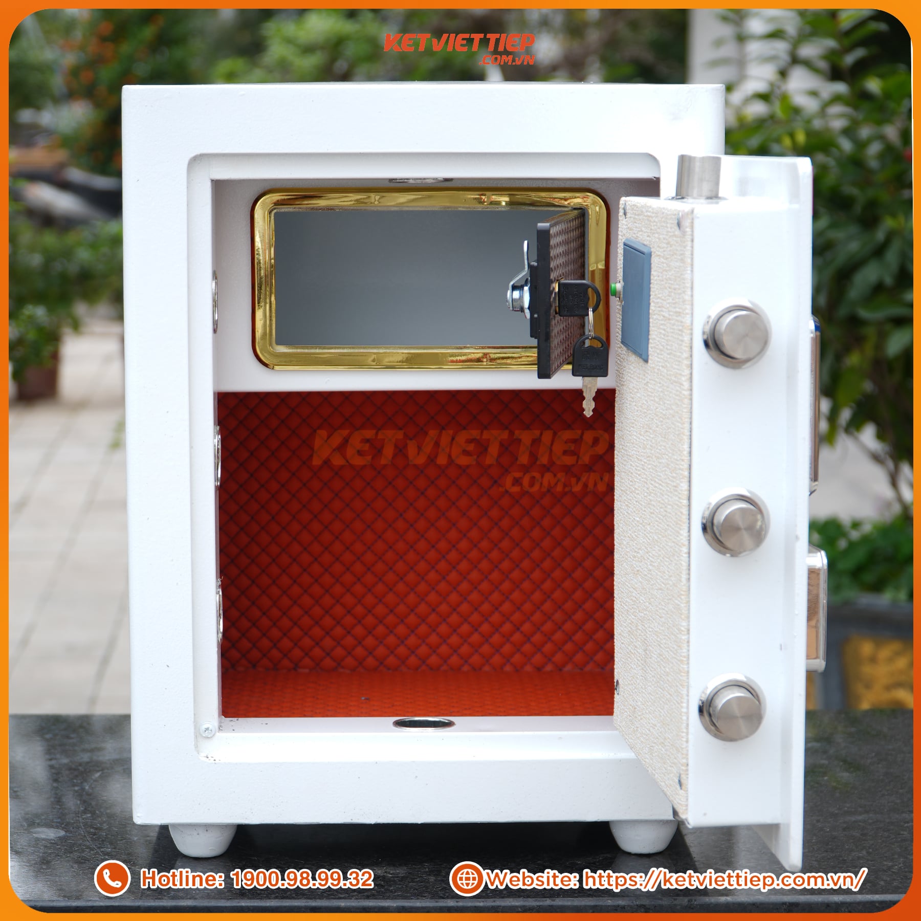 Két sắt siêu cường Việt Tiệp KVTSC166 Vân tay điện tử trắng