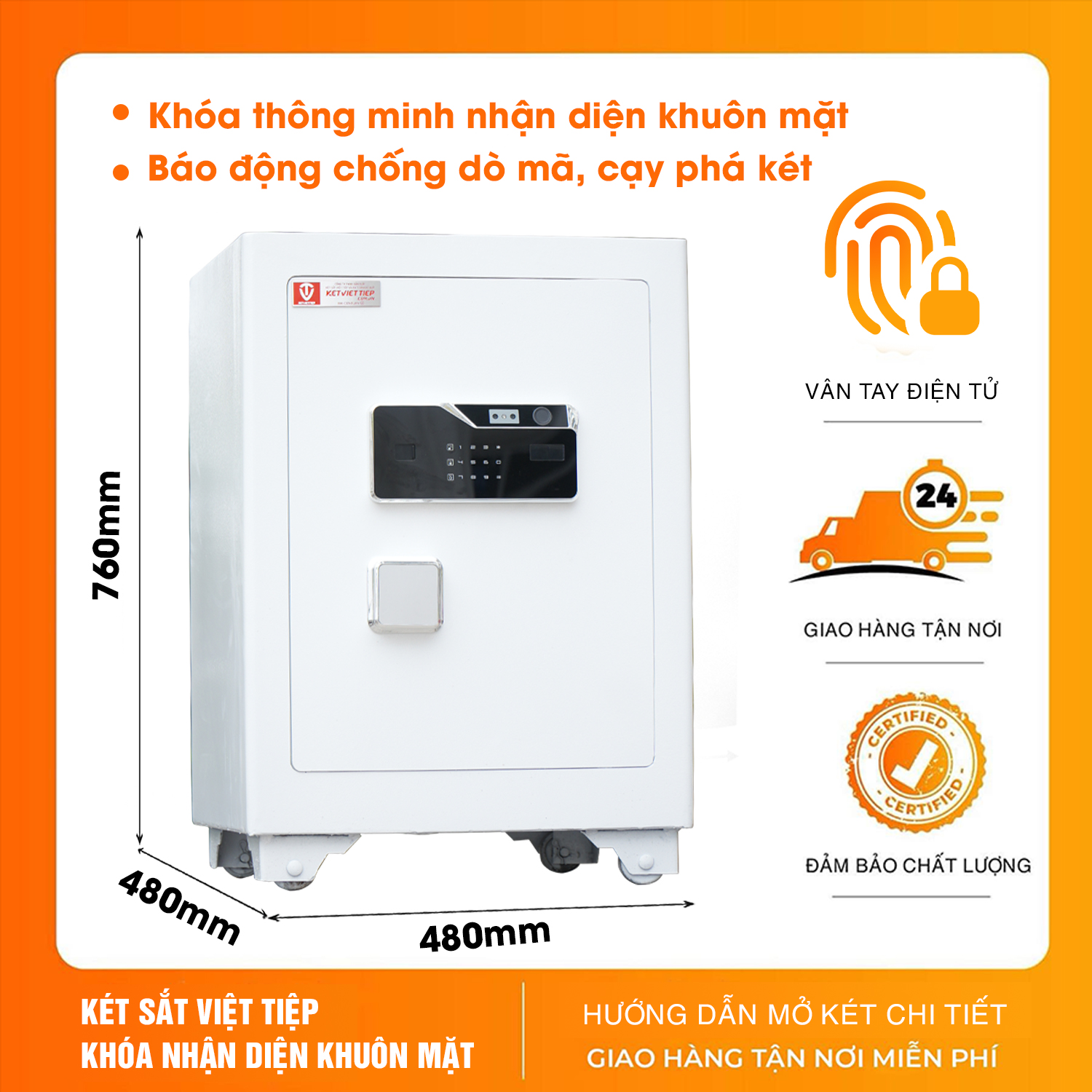 Két sắt  Việt Tiệp thông minh cao cấp SPM800 nhận diện khuôn mặt