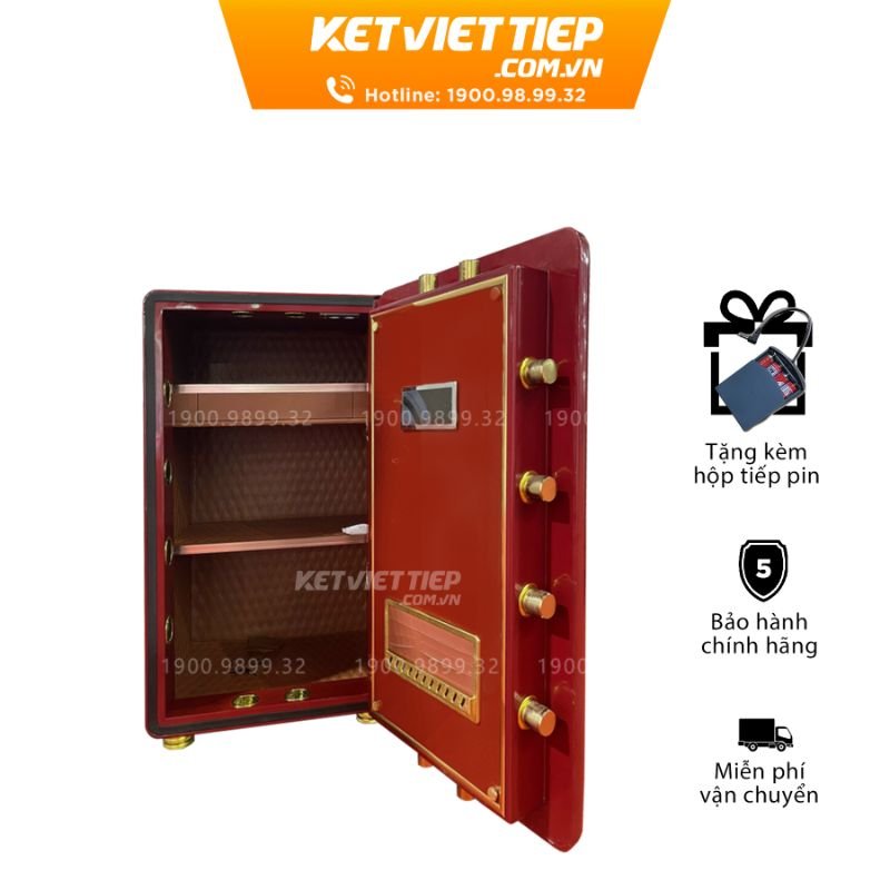 Két Sắt Aifeibao Khoá Vân Tay, Điện Tử 70-ALS Đỏ