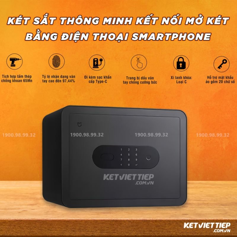 Két sắt Xiaomi thông minh Kết nối mở khóa bằng điện thoại Smartphone KS232