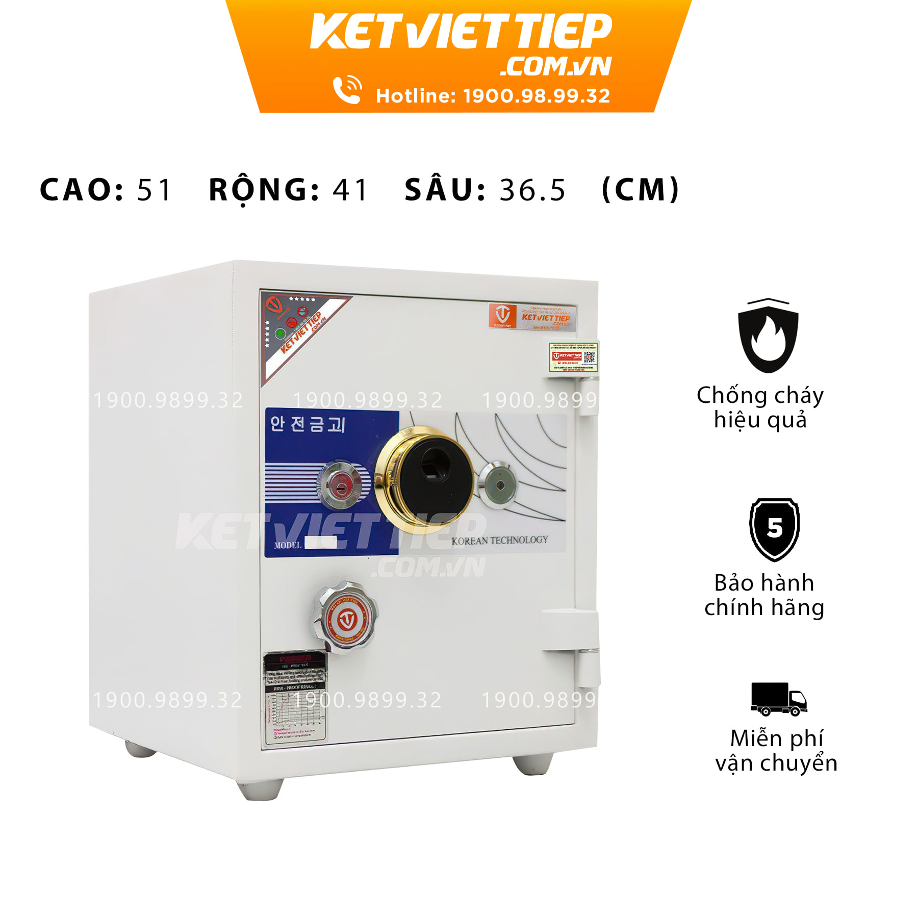 Két sắt siêu cường Việt Tiệp KVTSC166 Vân tay trắng