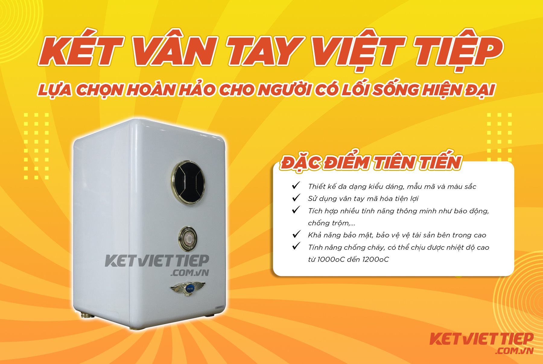 Két Sắt Aifeibao Khoá Vân Tay, Điện Tử 60-ALS Trắng