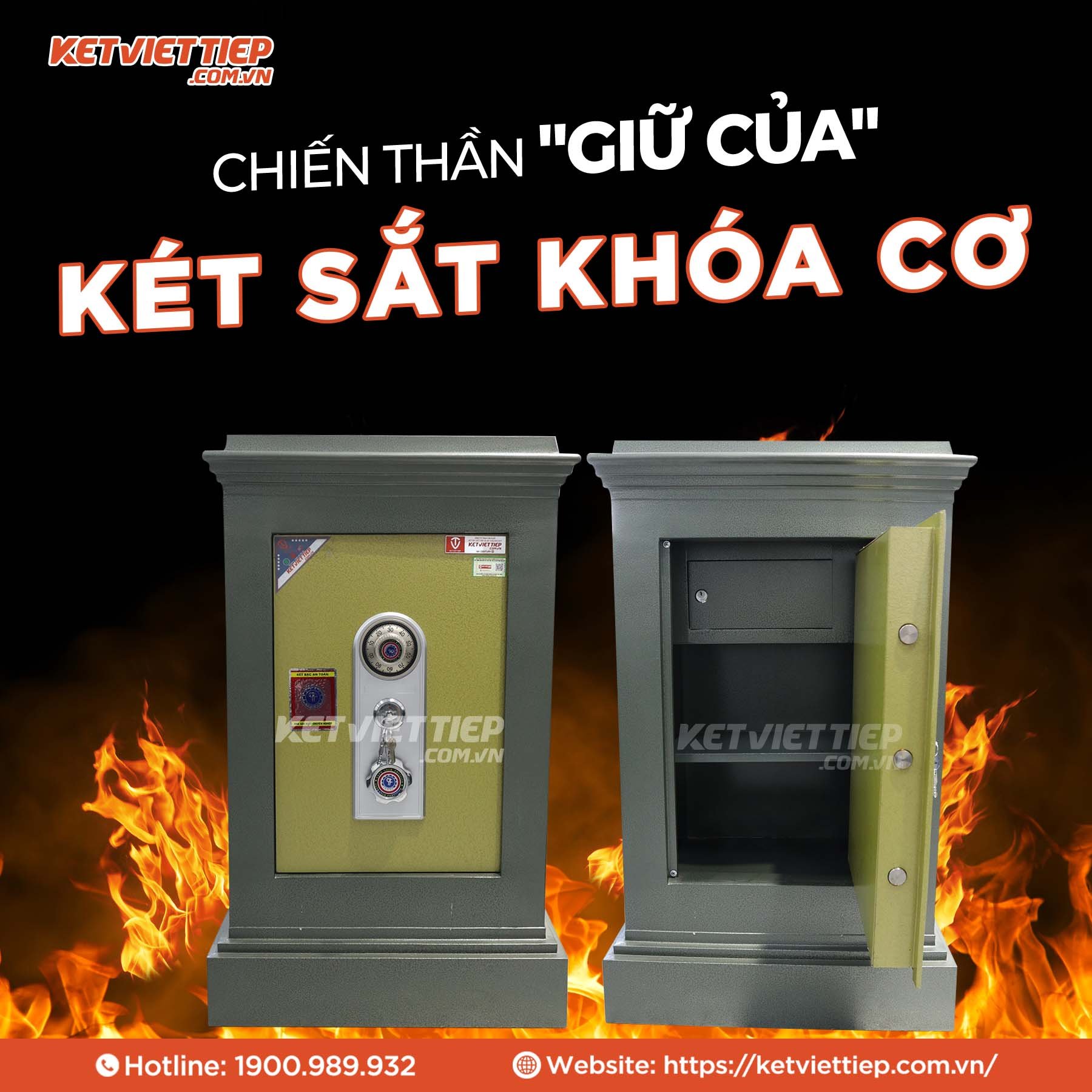 Két Sắt Việt Tiệp chính hãng K75KC Khóa Cơ chống cháy thép đặc dầy 5 ly chống cậy phá