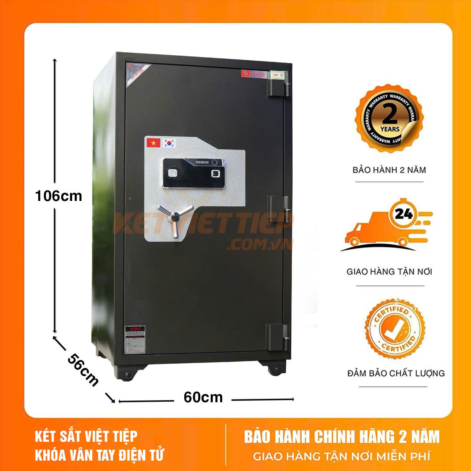 Két Sắt Ngân Hàng Nhà Nước Việt Tiệp Vân Tay Kết Hợp Mã số điện tử NH100VTDT