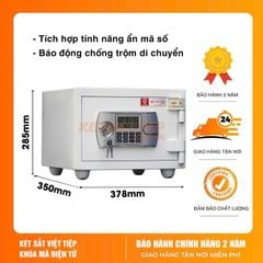 Két Sắt Mini Việt Tiệp chống cháy KVT206 Màu Trắng Khóa Điện Tử có chuông báo động