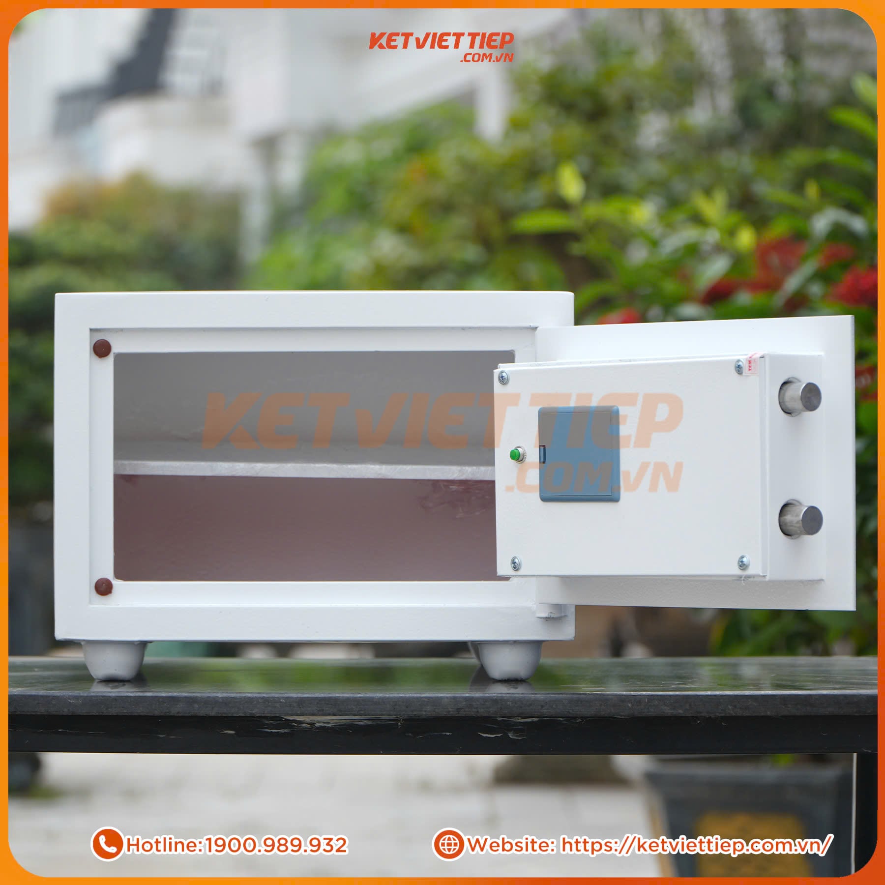 Két Sắt Mini Việt Tiệp chống cháy KVT206 Màu Trắng Khóa Điện Tử có chuông báo động