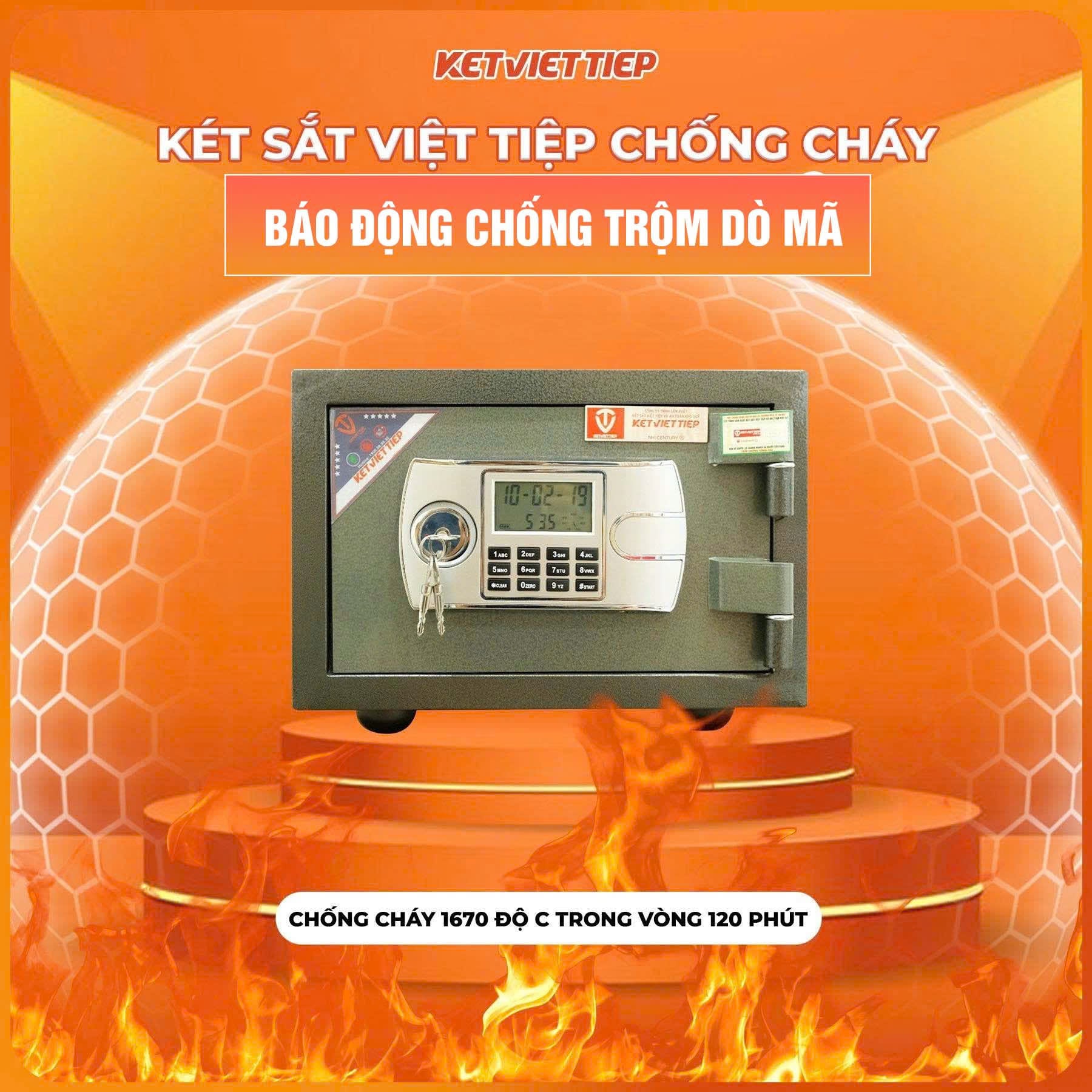Két Sắt Mini Việt Tiệp chống cháy KVT28 Khóa Điện Tử có chuông báo động