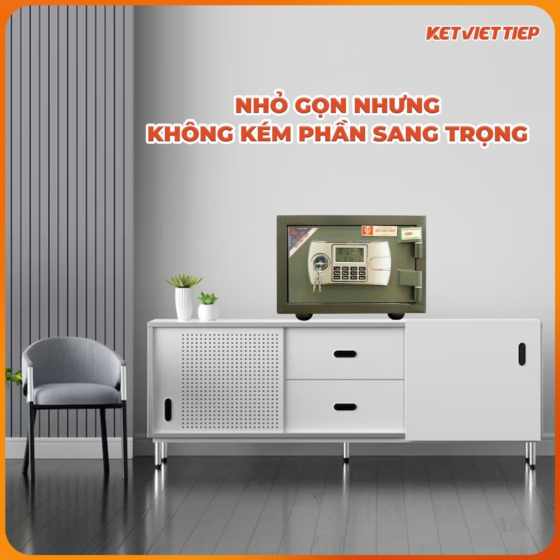 Két Sắt Mini Việt Tiệp chống cháy KVT28 Khóa Điện Tử có chuông báo động