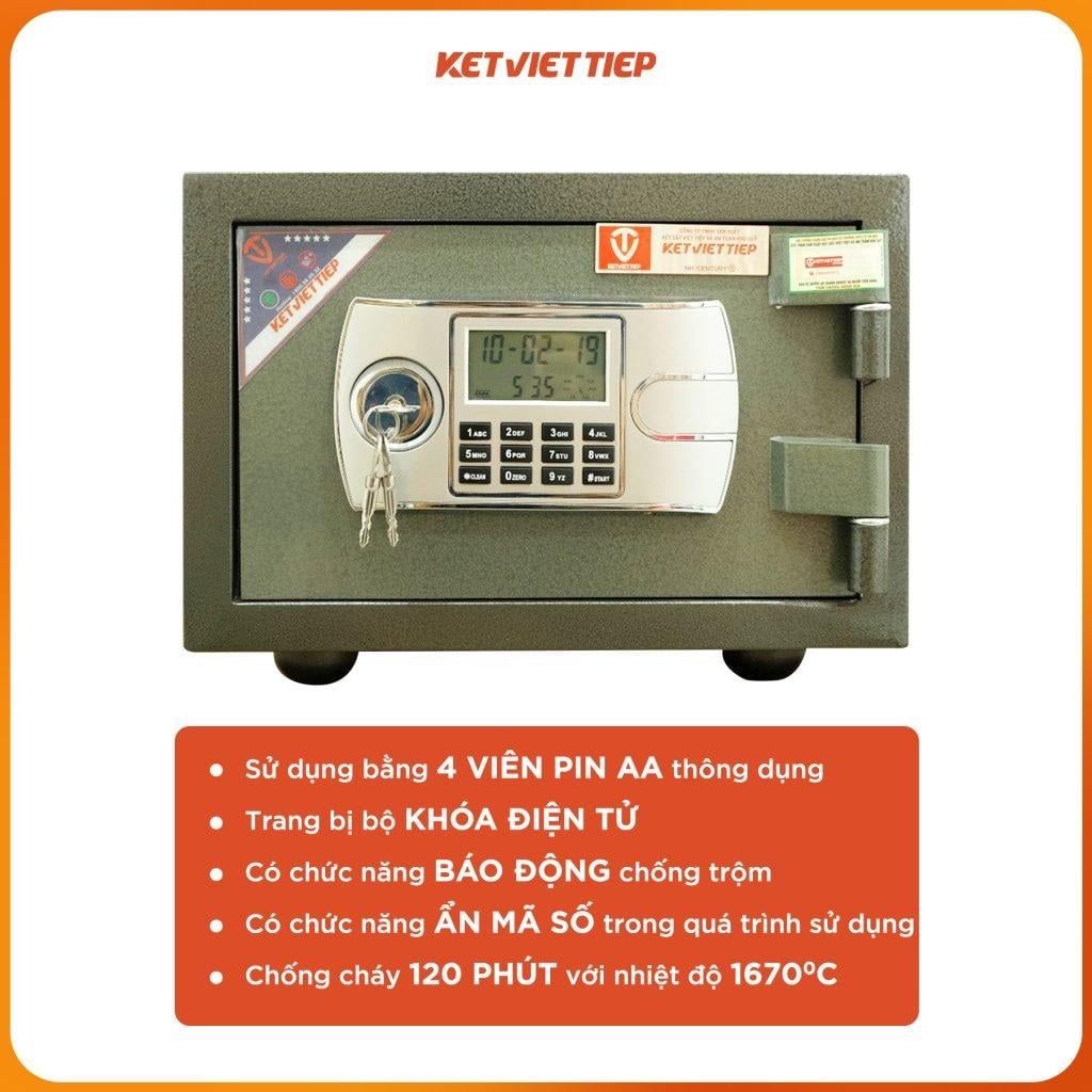 Két Sắt Mini Việt Tiệp chống cháy KVT28 Khóa Điện Tử có chuông báo động