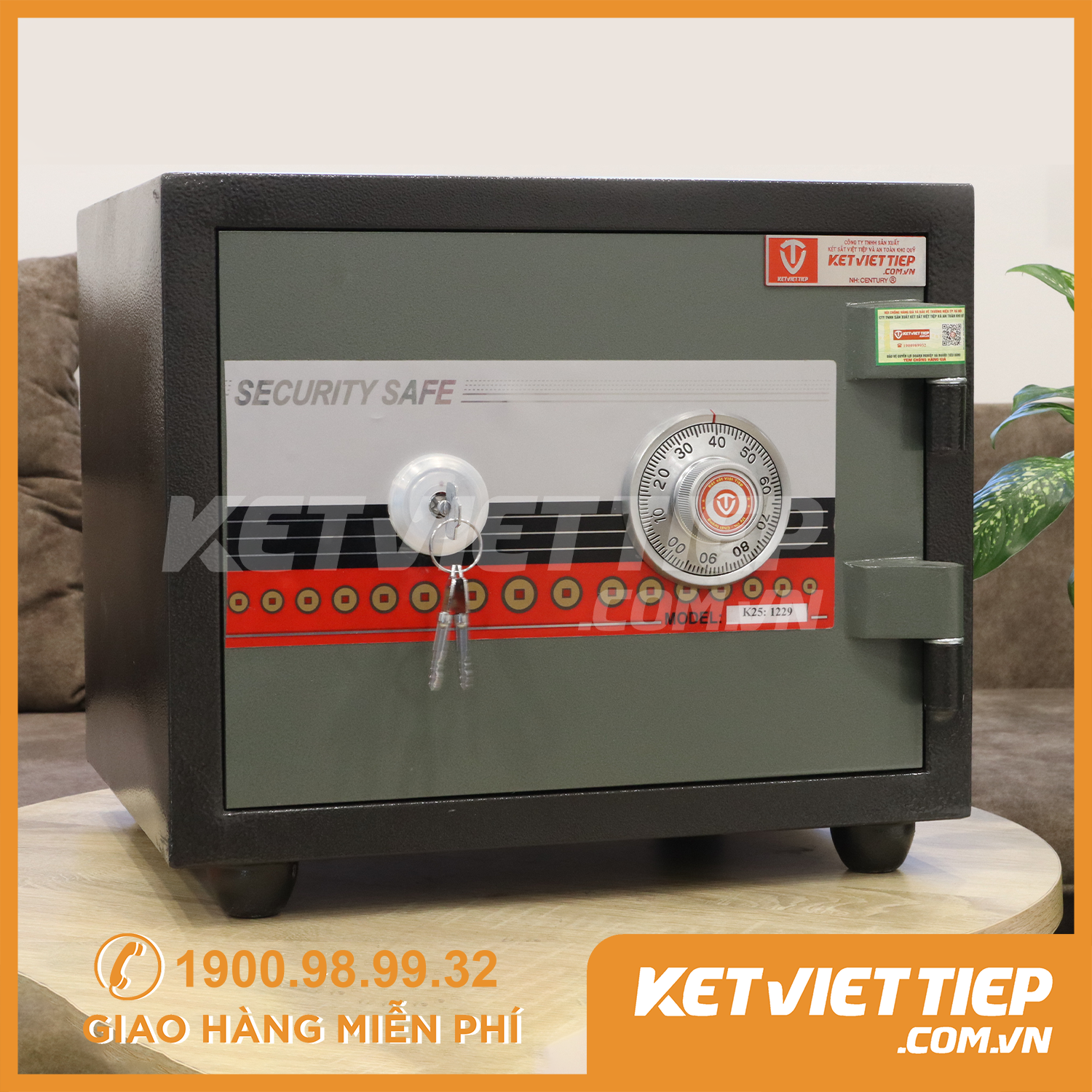 Két Sắt Việt Tiệp Chính Hãng KVT29 Nằm mini Khoá Cơ chống cháy