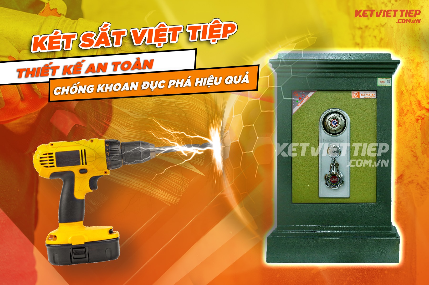 Két Sắt Việt Tiệp chính hãng K75KC Khóa Cơ chống cháy thép đặc dầy 5 ly chống cậy phá