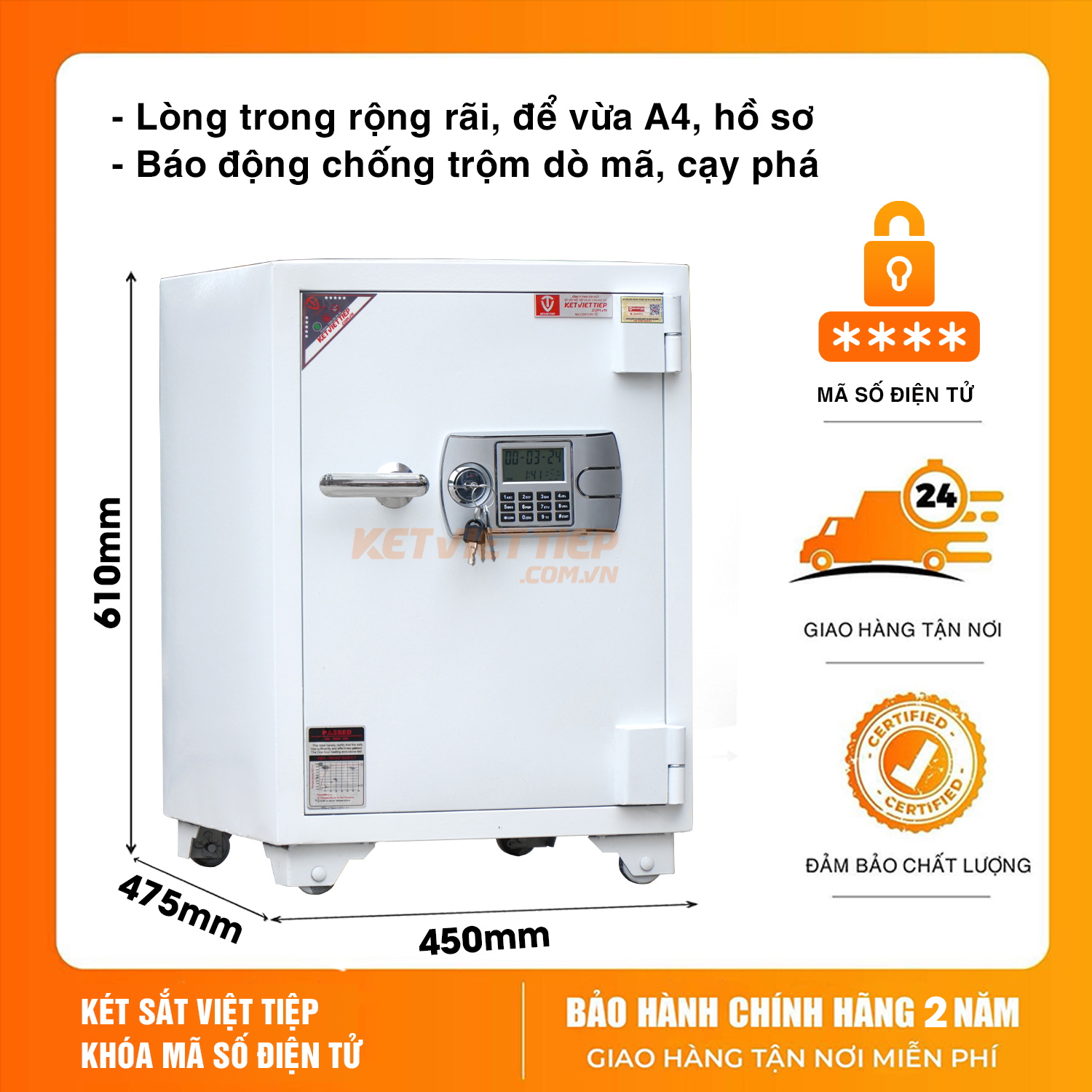 Két Sắt Việt Tiệp KVT112 Điện Tử Màu Trắng