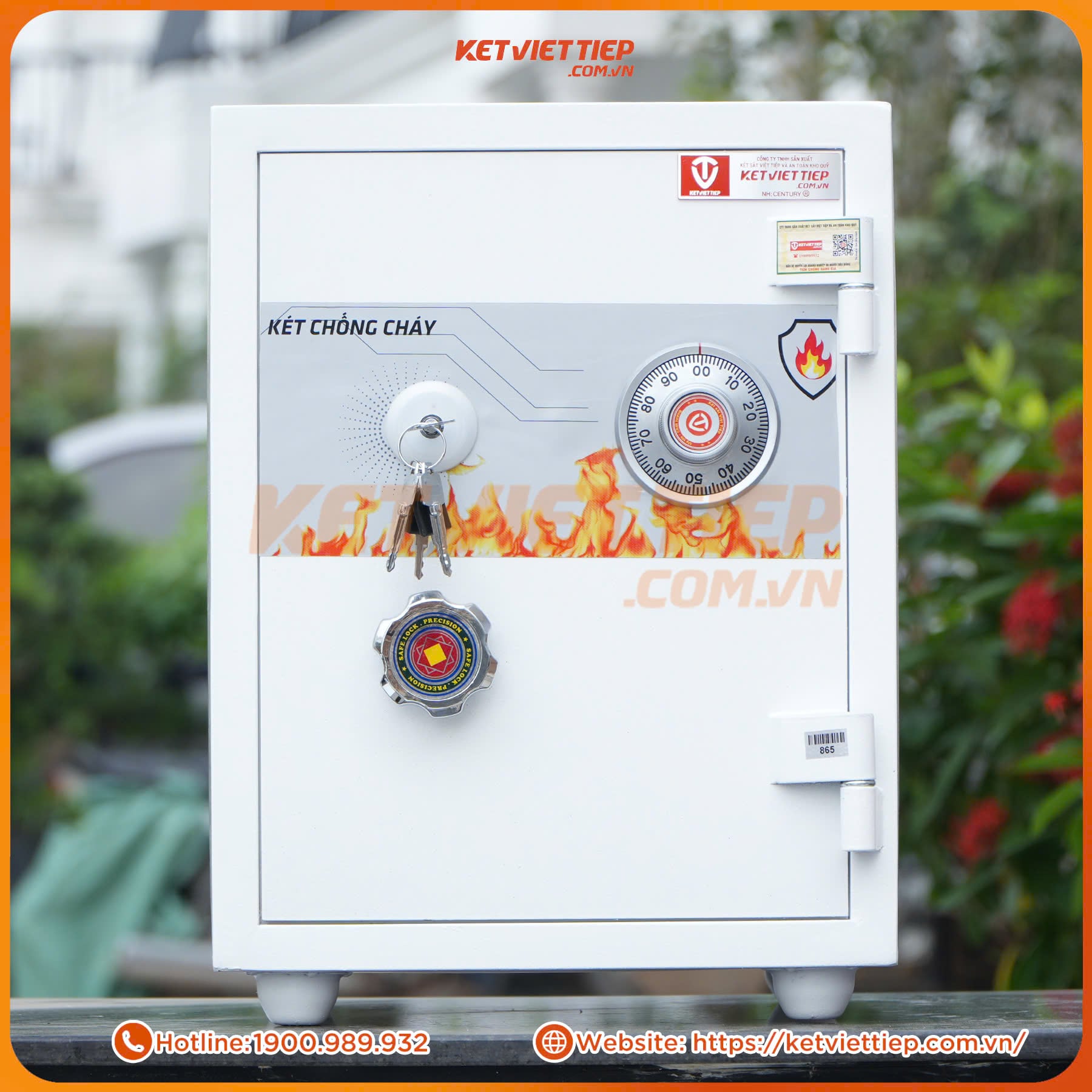 Két Sắt Việt Tiệp KV416BL Đúc Đặc Khóa Cơ Màu Trắng