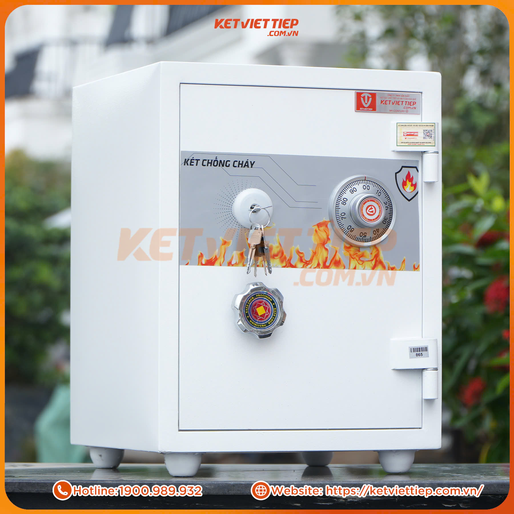 Két Sắt Việt Tiệp KV416BL Đúc Đặc Khóa Cơ Màu Trắng