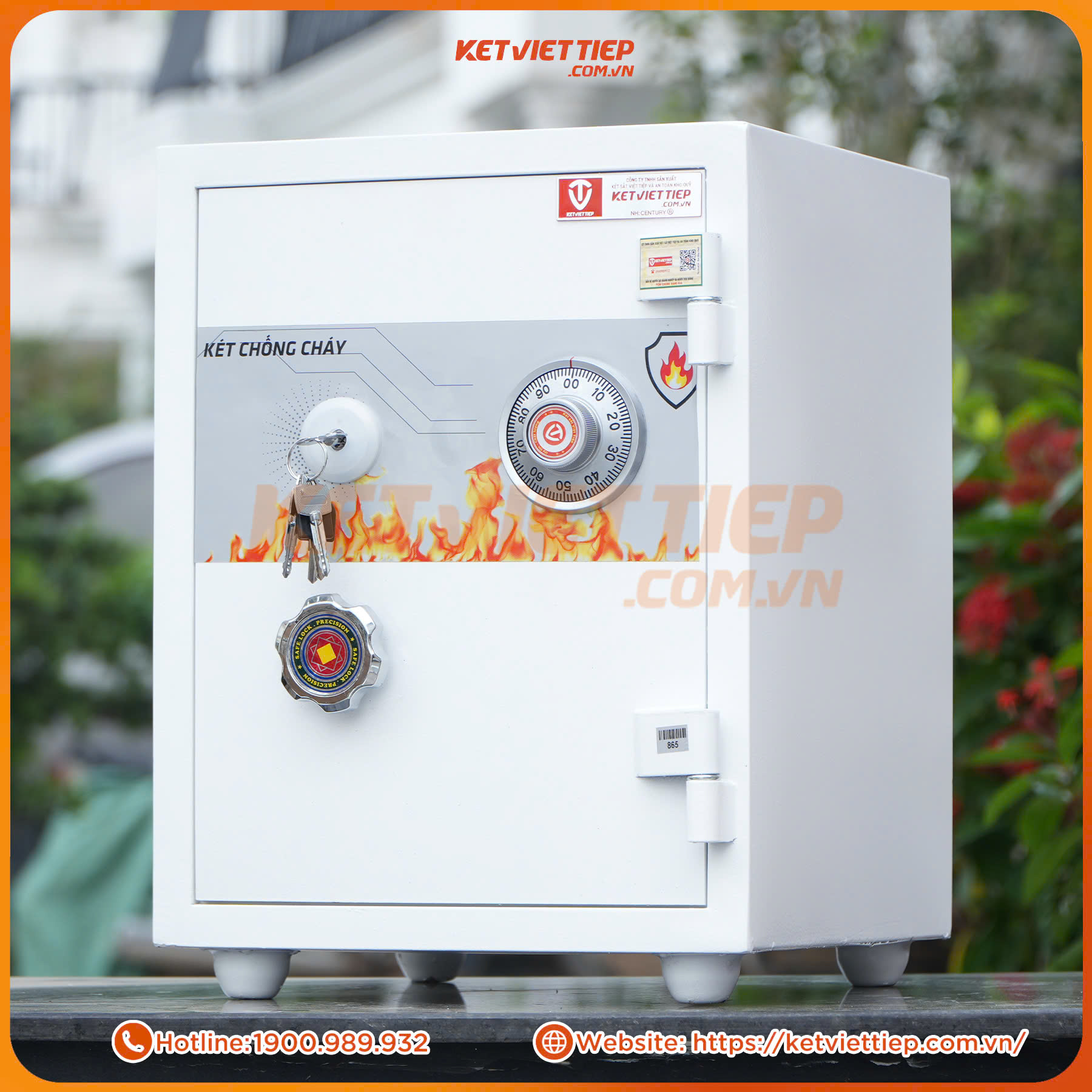 Két Sắt Việt Tiệp KV416BL Đúc Đặc Khóa Cơ Màu Trắng