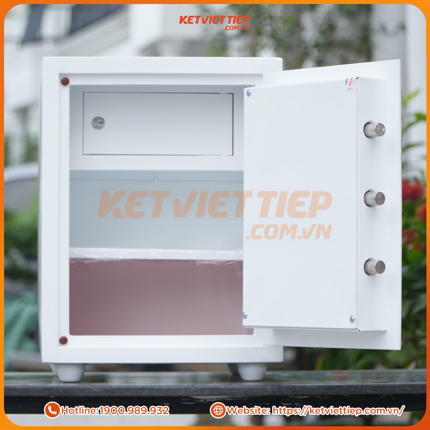 Két Sắt Việt Tiệp KV416BL Đúc Đặc Khóa Cơ Màu Trắng