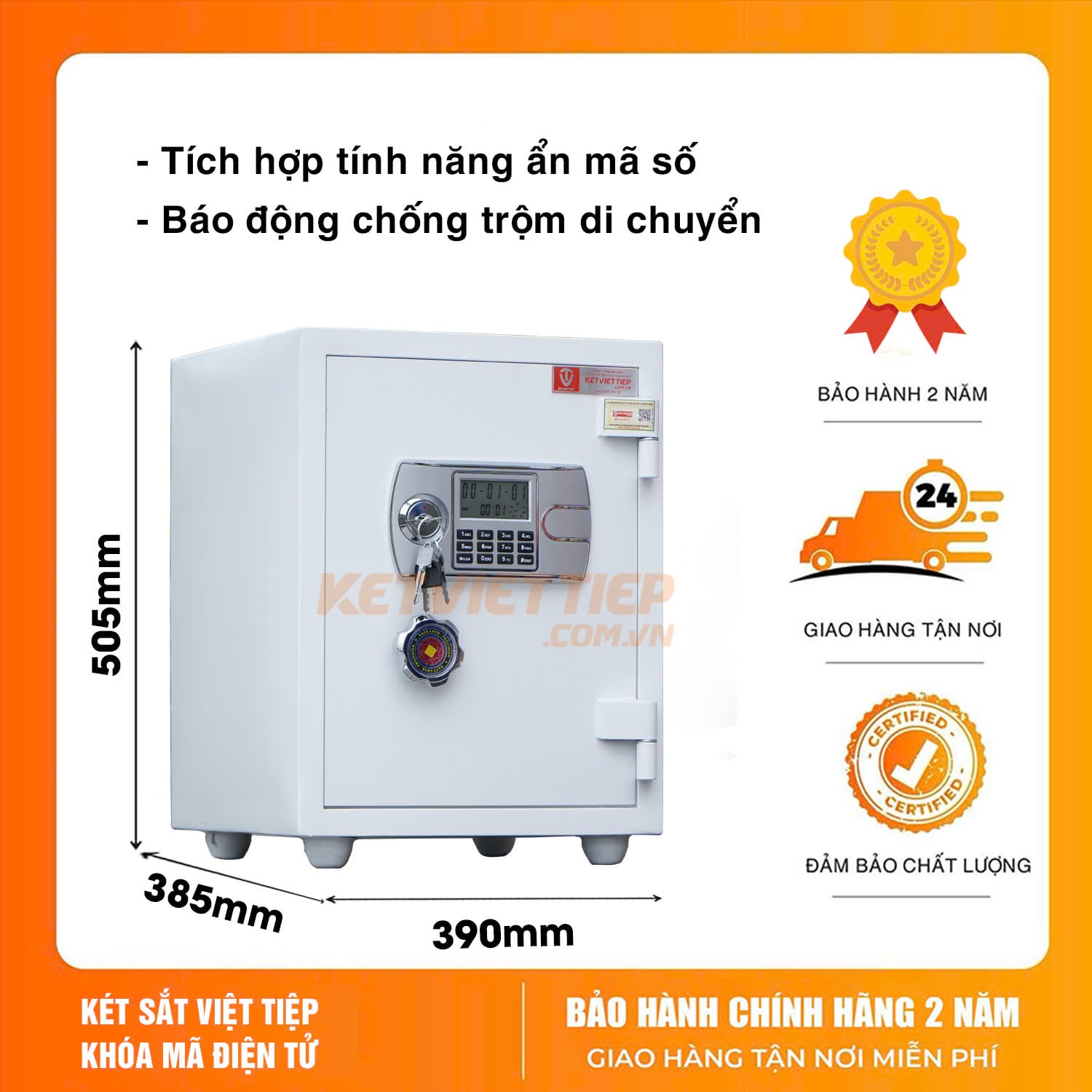 Két Sắt Việt Tiệp KV486BL Điện Tử Chống Cháy Chính Hãng