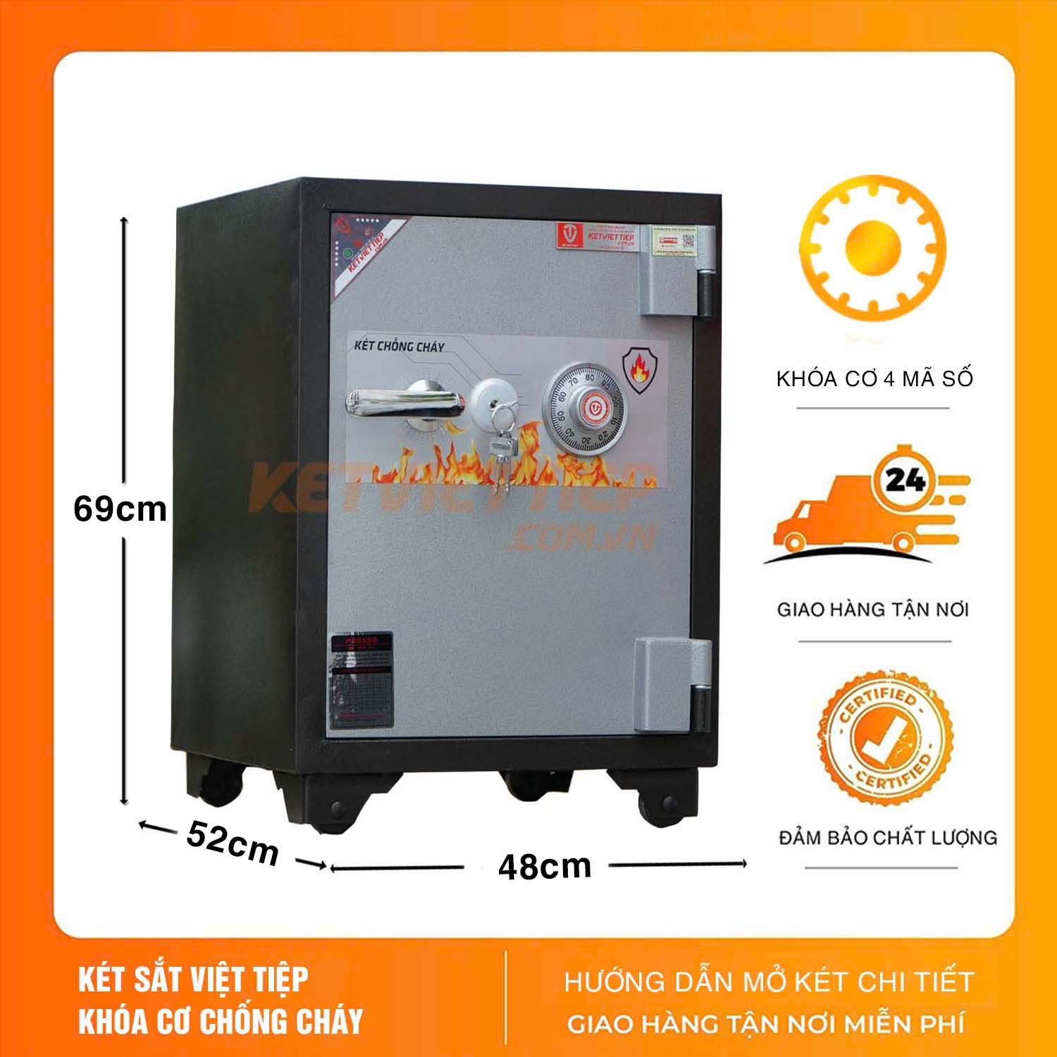 Két Sắt Việt Tiệp KVT175 Khoá Cơ Chống Cháy