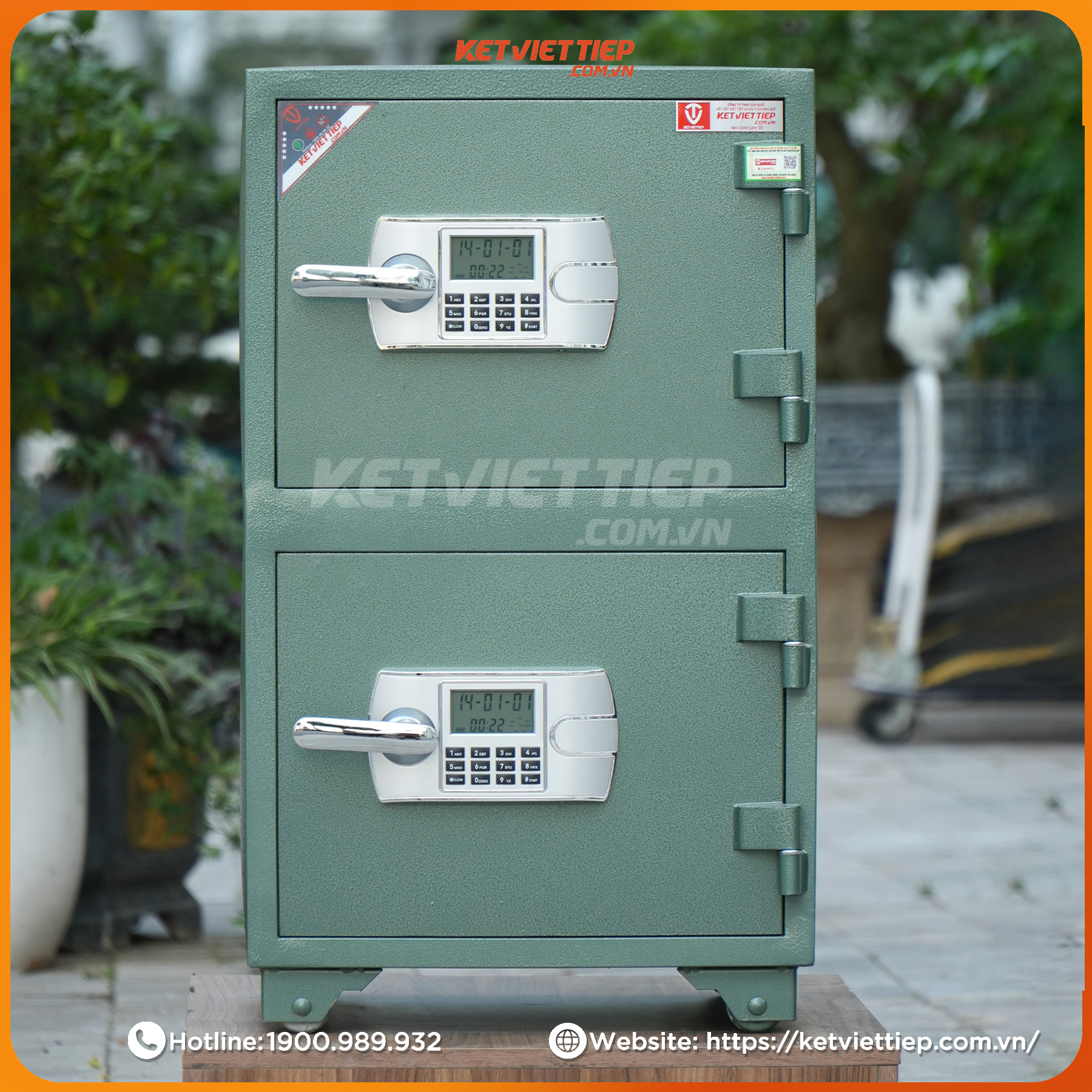 Két Sắt 2 Tầng Việt Tiệp KVT850T2 Khoá Điện Tử Chính Hãng