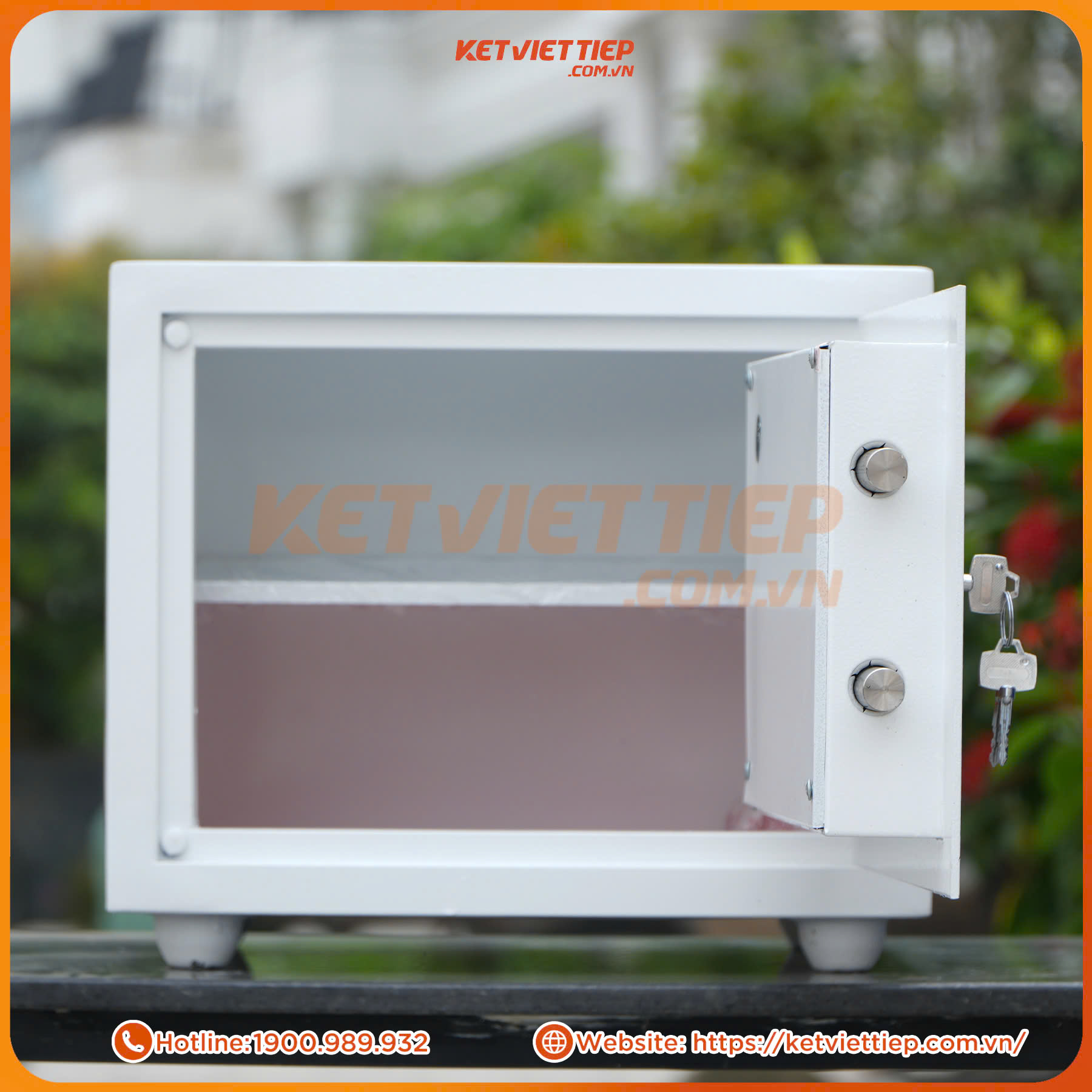 Két Sắt Mini Việt Tiệp Chính Hãng KVT216 Màu Trắng Khoá Cơ chống cháy nhỏ gọn