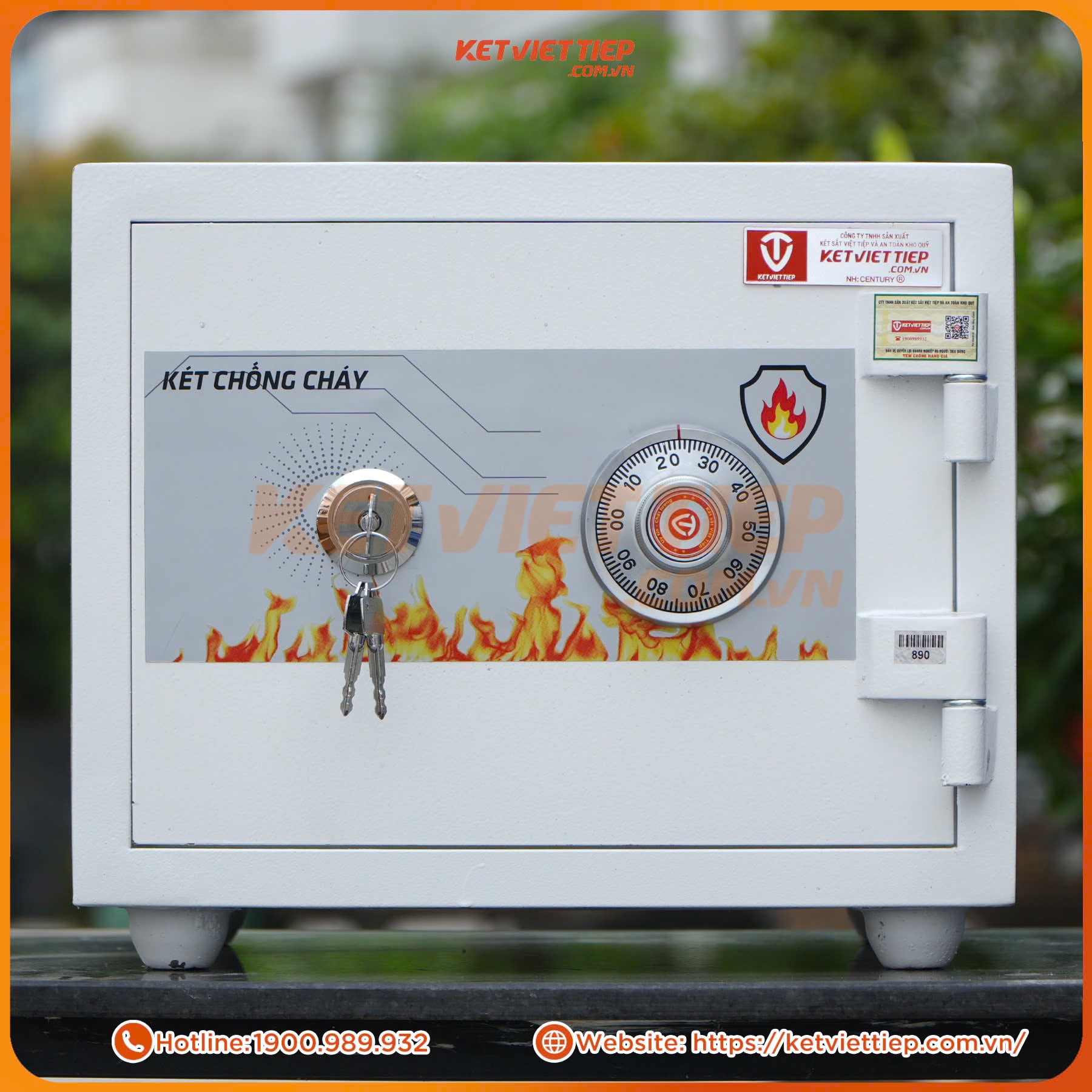 Két Sắt Mini Việt Tiệp Chính Hãng KVT216 Màu Trắng Khoá Cơ chống cháy nhỏ gọn