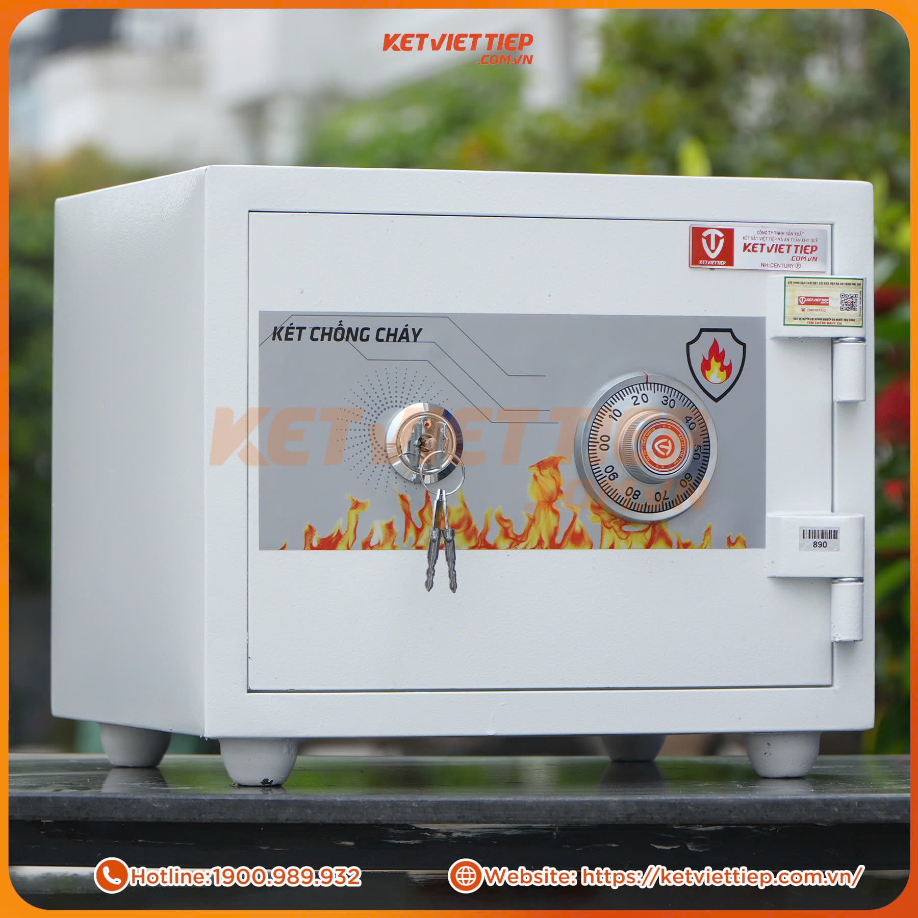 Két Sắt Mini Việt Tiệp Chính Hãng KVT216 Màu Trắng Khoá Cơ chống cháy nhỏ gọn