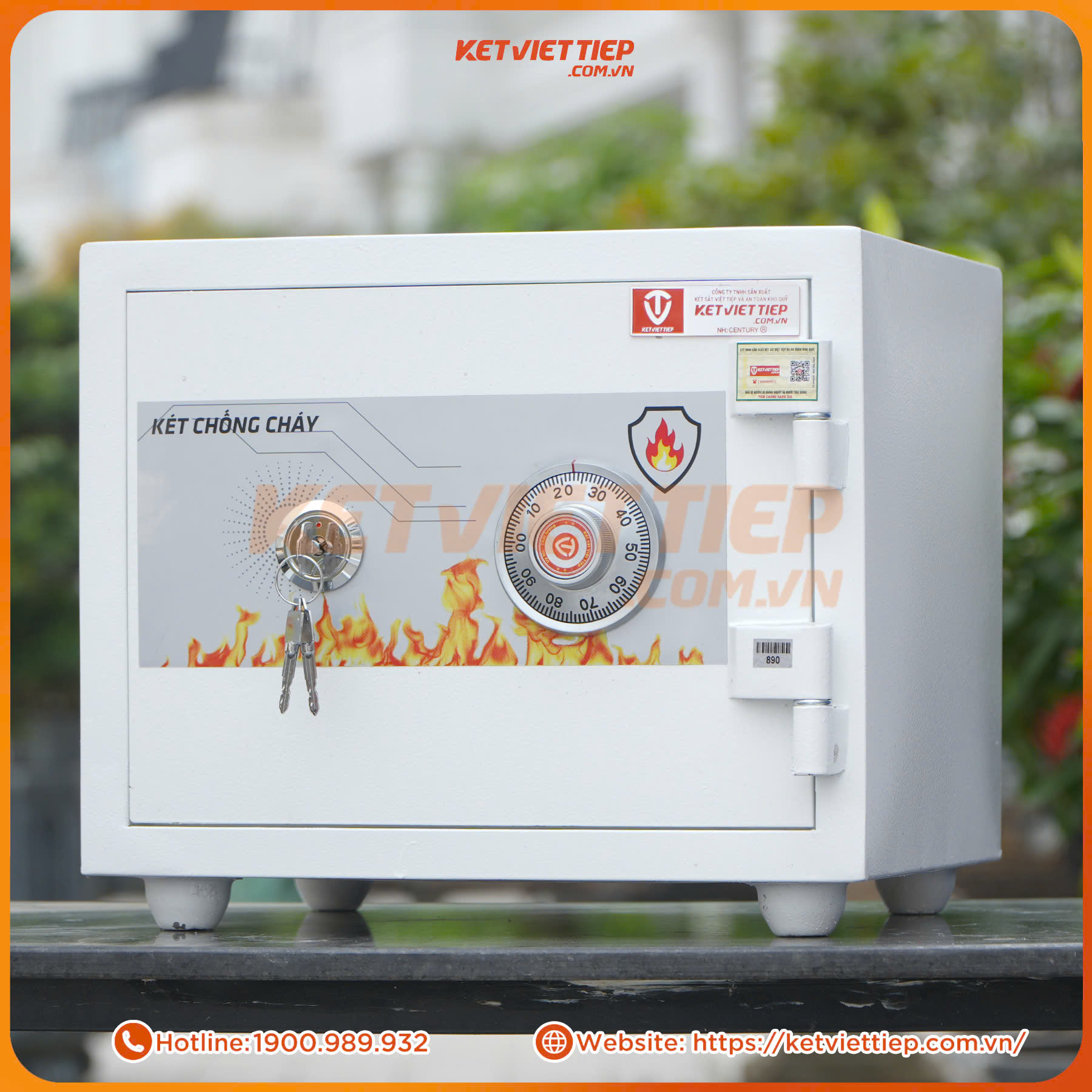 Két Sắt Mini Việt Tiệp Chính Hãng KVT216 Màu Trắng Khoá Cơ chống cháy nhỏ gọn