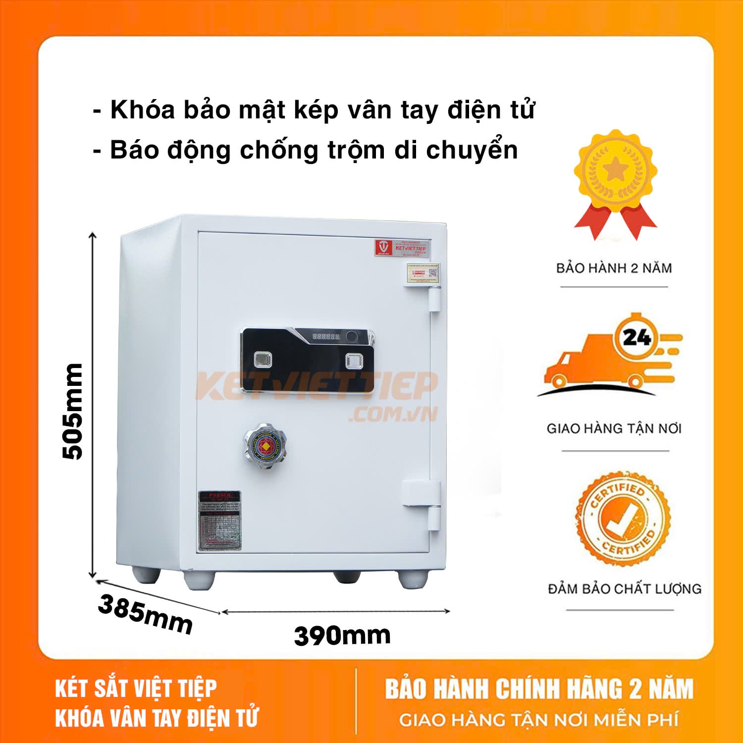 Két sắt Việt Tiệp chính hãng KVT506BL khóa vân tay điện tử thế hệ mới