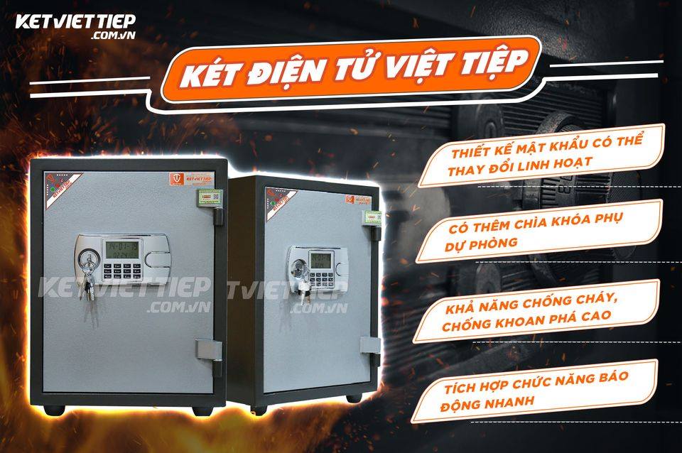 Két sắt Việt Tiệp chống cháy KVTE66 khóa điện tử 3 ngăn rộng rãi