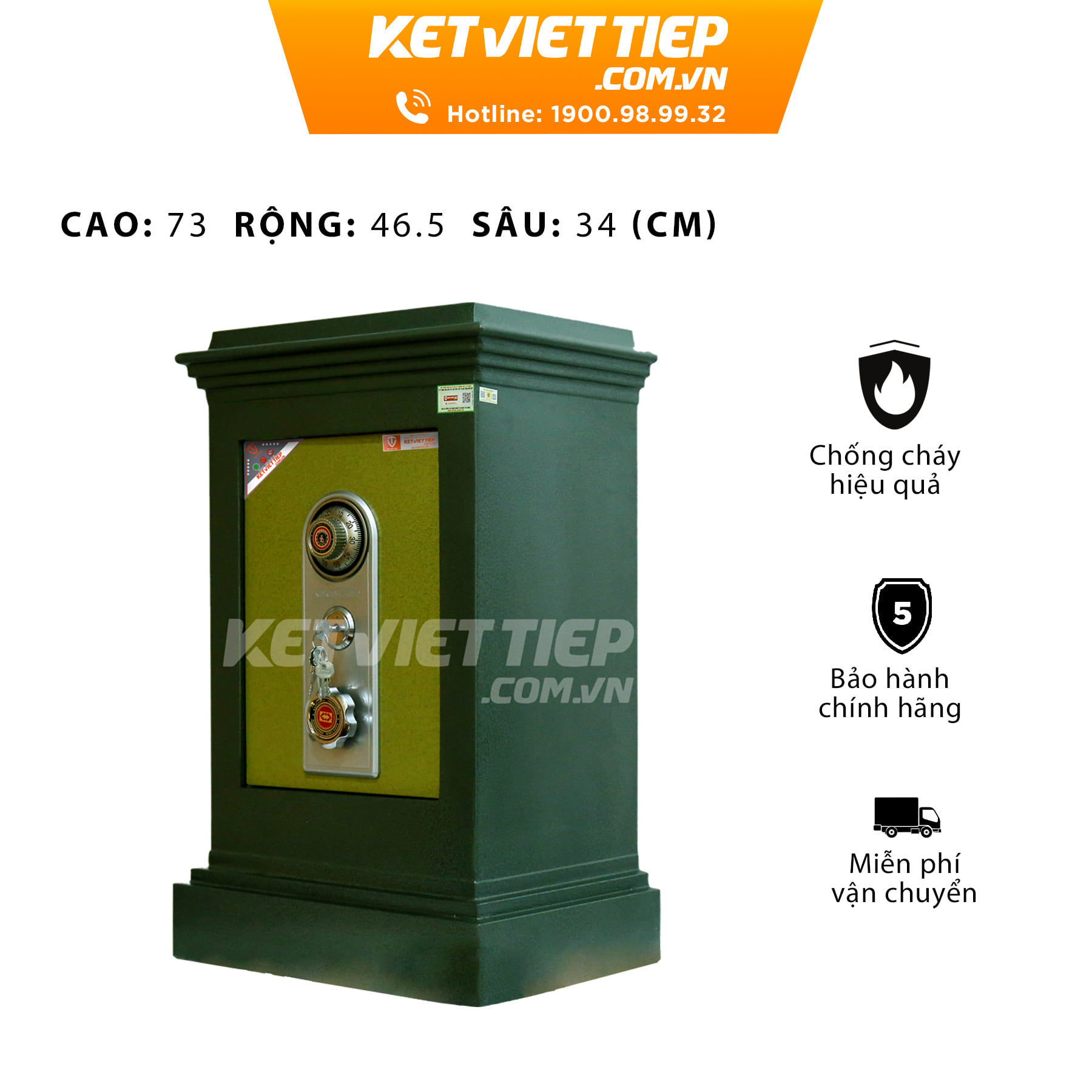 Két Sắt Việt Tiệp KVT93KC Khóa Cơ