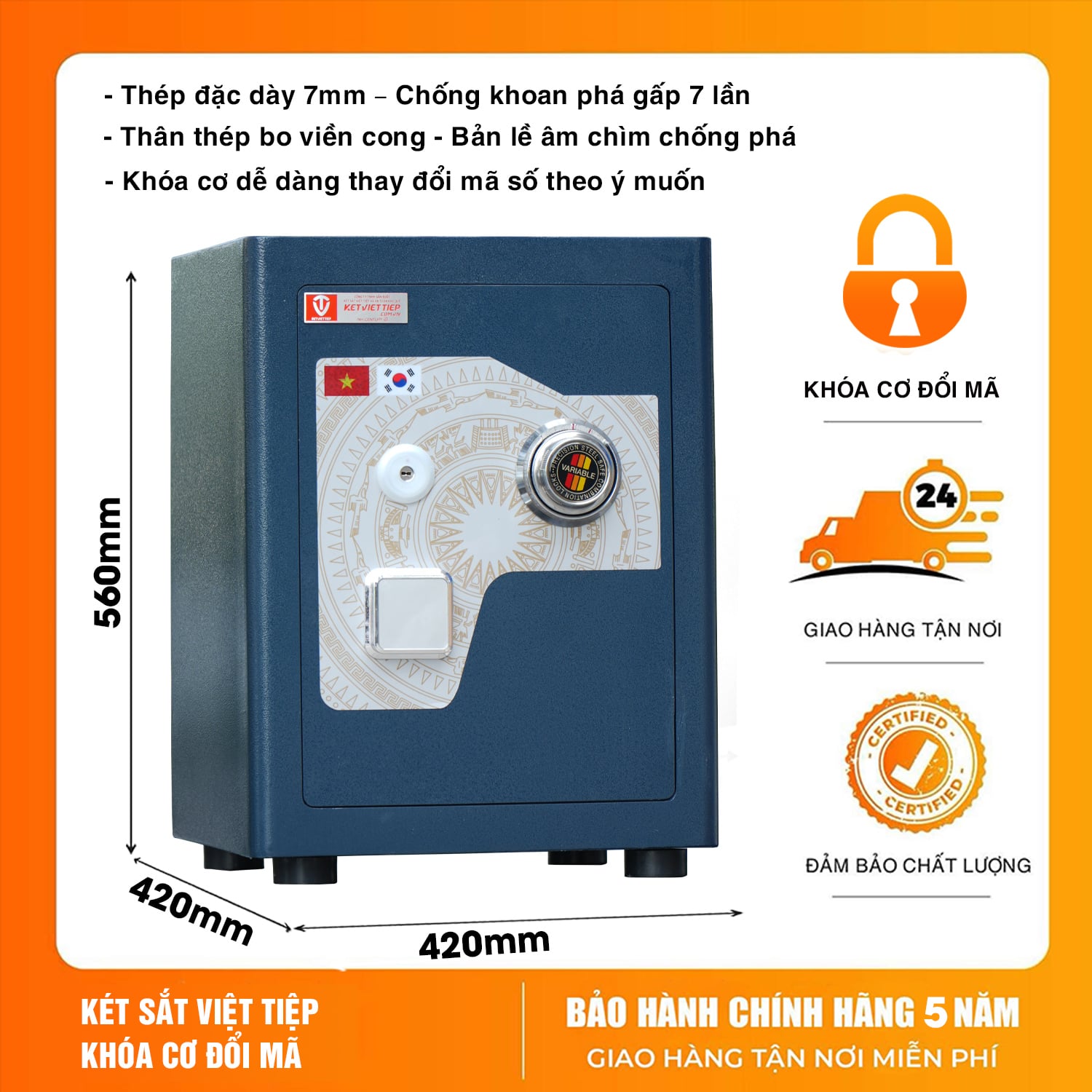 Két Sắt Siêu Cường Việt Tiệp SC40KCDM Khóa Cơ Đổi Mã