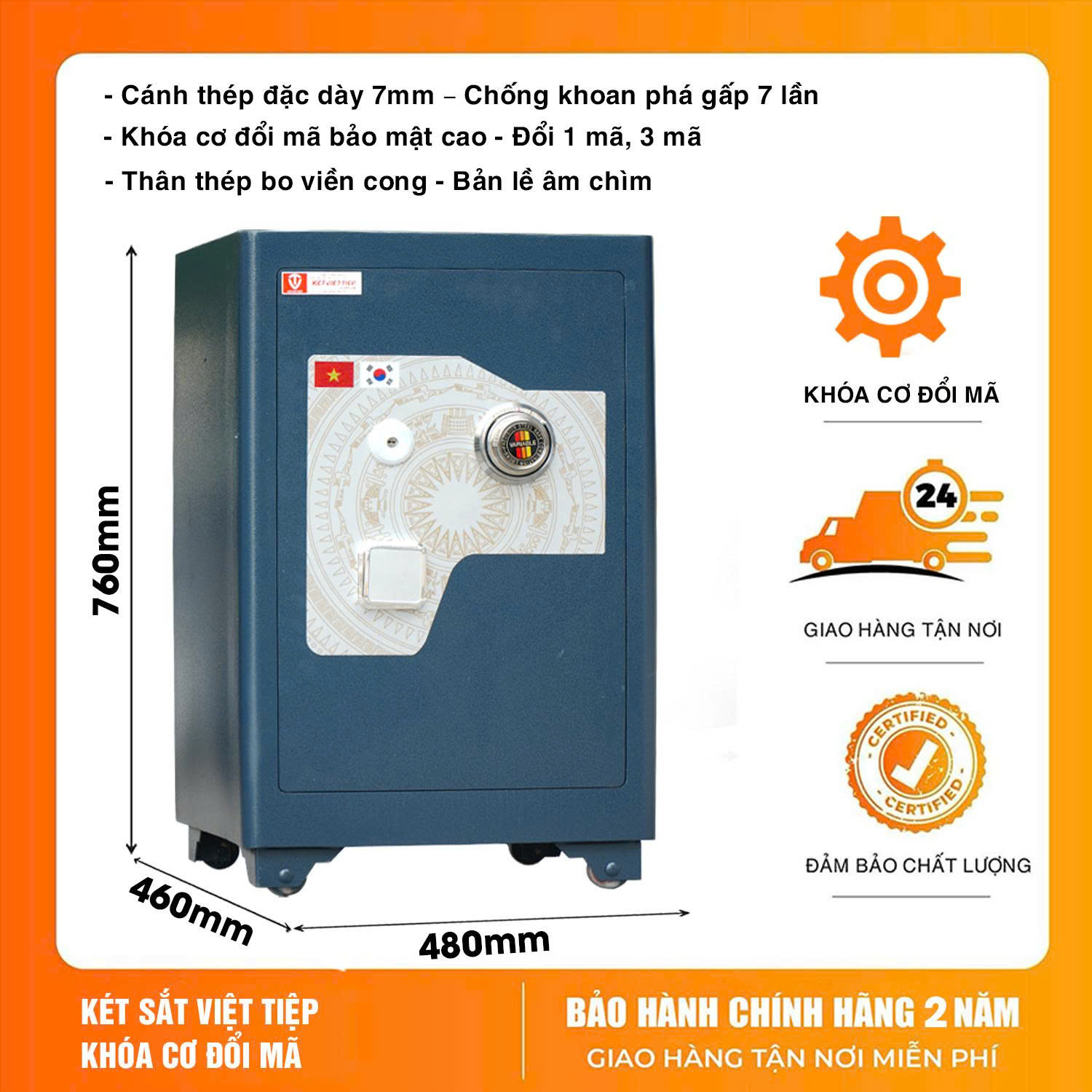 Két Sắt Việt Tiệp KSC76 Khóa Cơ Đổi Mã: Dòng Siêu Cường Mẫu Mới Cho Khách Hàng Ưu Tiên Sự Bền Bỉ, An Toàn Tuyệt Đối Và Sử Dụng Lâu Dài