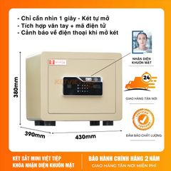 Két Sắt Mini Siêu Cường Việt Tiệp KVTSC42 khóa nhận diện khuôn mặt, cảnh báo app điện thoại