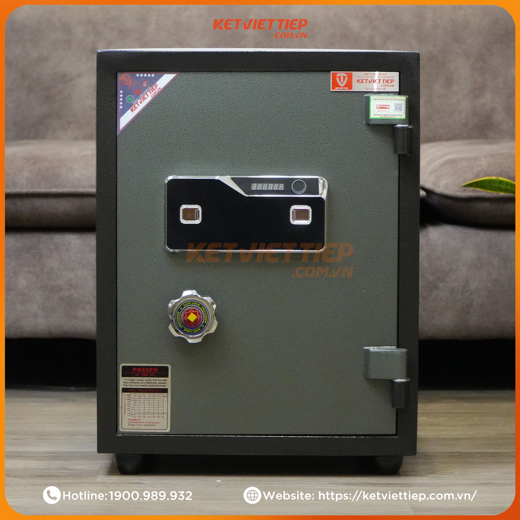 Két Sắt Việt Tiệp Chống Cháy  KVT68VTDT Khóa Vân Tay Điện Tử Mẫu Mới Cao Cấp