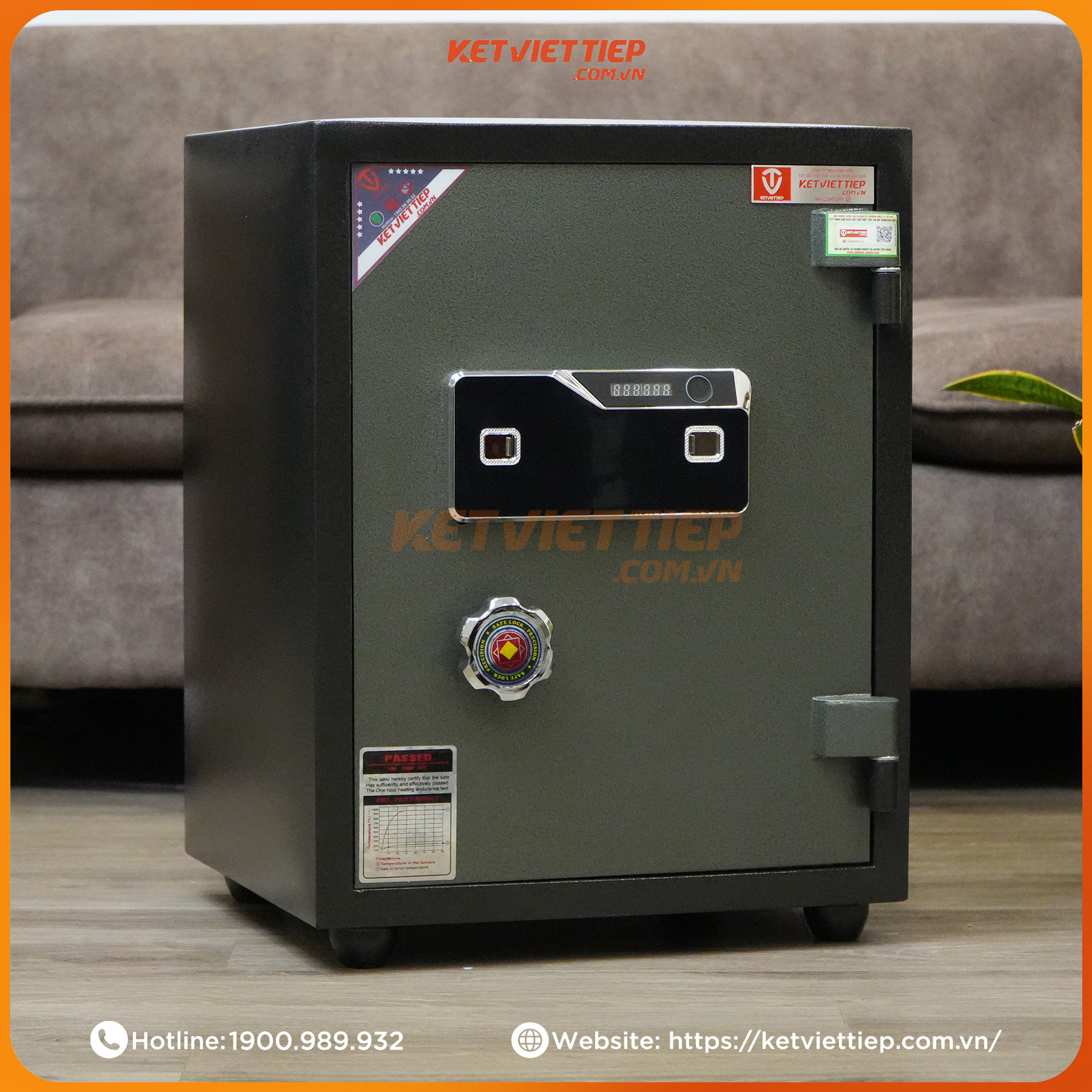 Két Sắt Việt Tiệp Chống Cháy  KVT68VTDT Khóa Vân Tay Điện Tử Mẫu Mới Cao Cấp